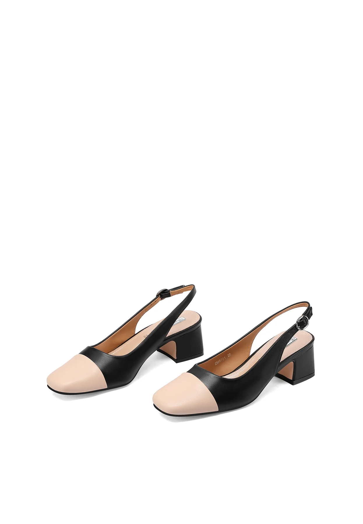 Decollete slingback bicolor con punta a contrasto ZM9701 - Image 4