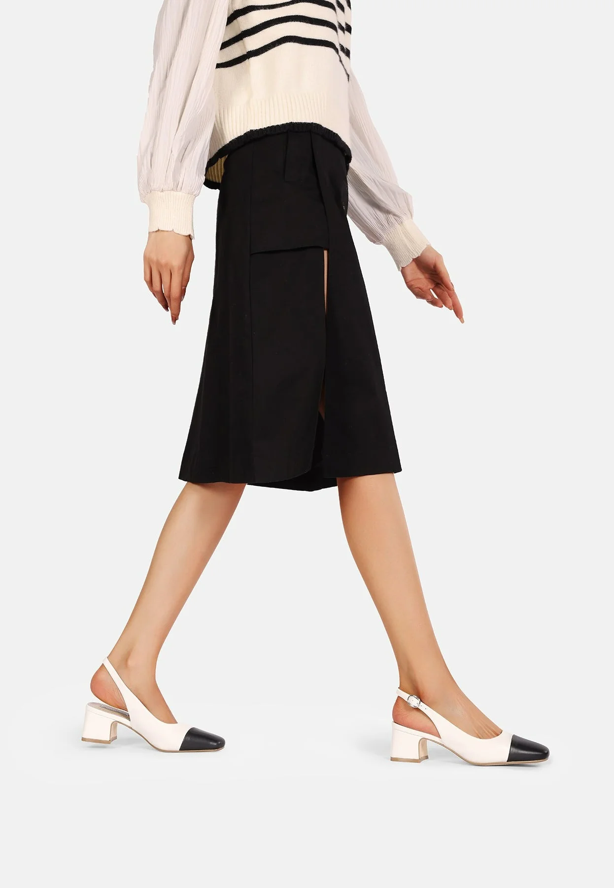 Decollete slingback bicolor con punta a contrasto ZM9701 - Image 8