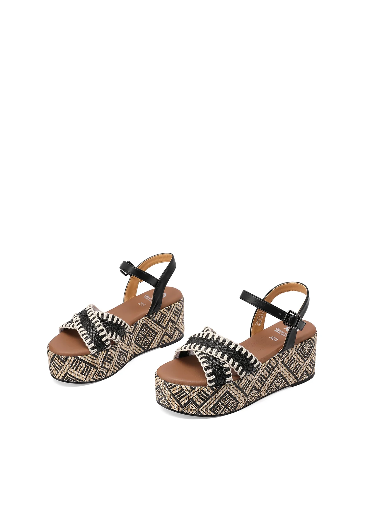 Sandali platform con fasce intrecciate e zeppa geometrica ZM9721 - Image 4