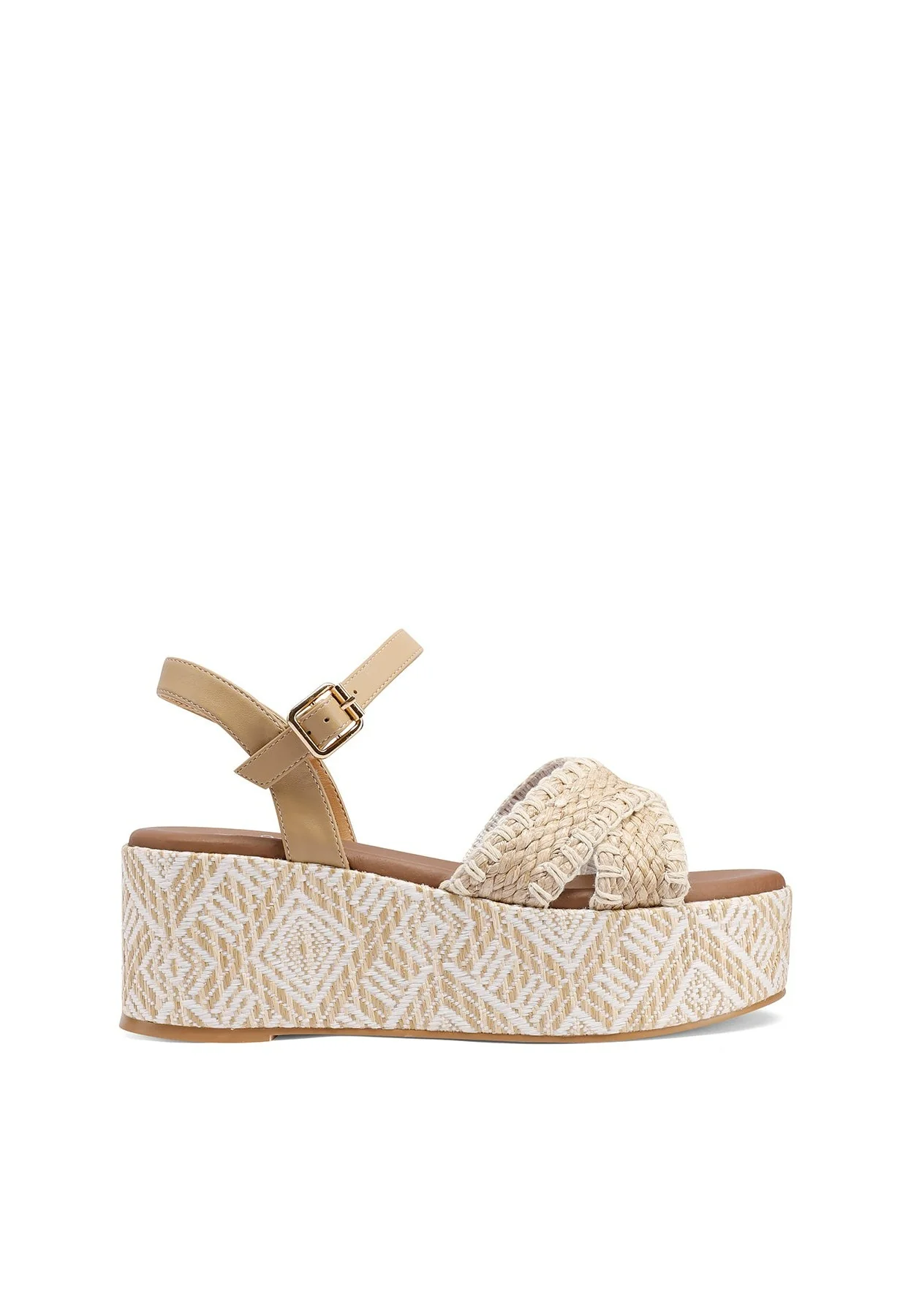 Sandali platform con fasce intrecciate e zeppa geometrica ZM9721 - Image 9