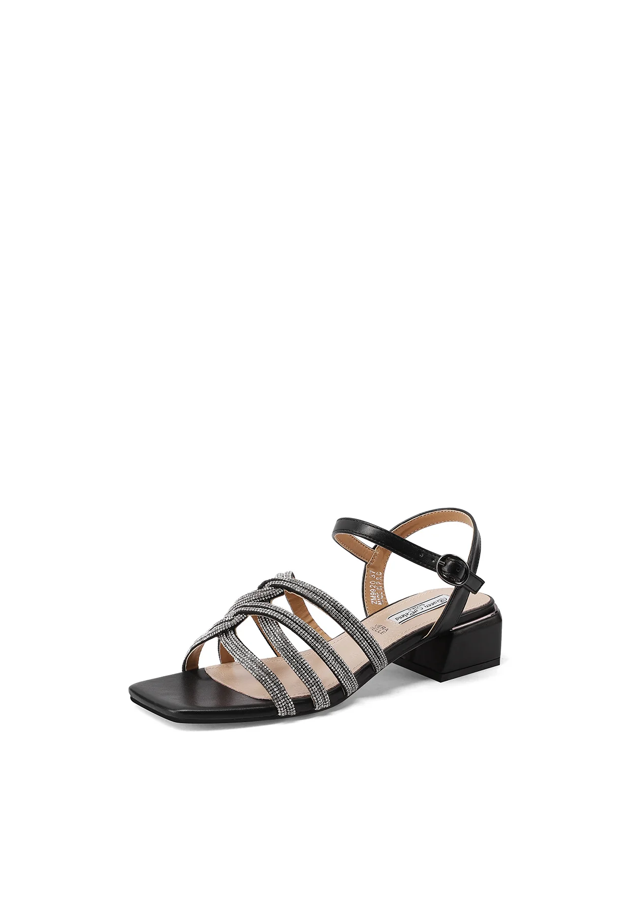 Sandali eleganti con fasce strass intrecciate e tacco basso ZM9920 - Image 3