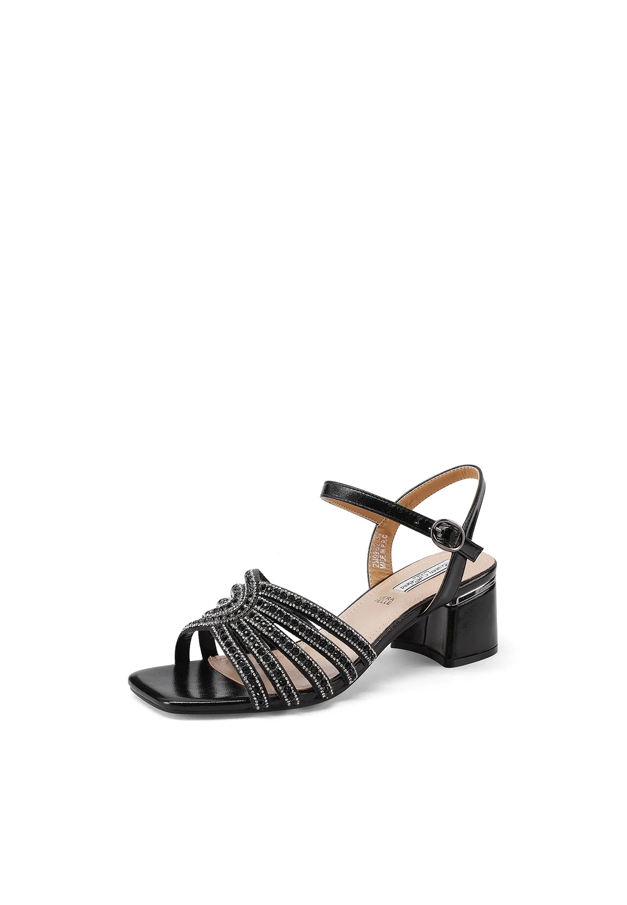 Sandali gioiello eleganti con fasce strass e tacco quadrato ZM9962 - Image 10