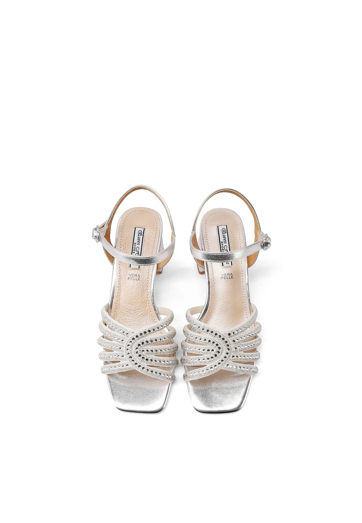 Sandali gioiello eleganti con fasce strass e tacco quadrato ZM9962 - Image 5