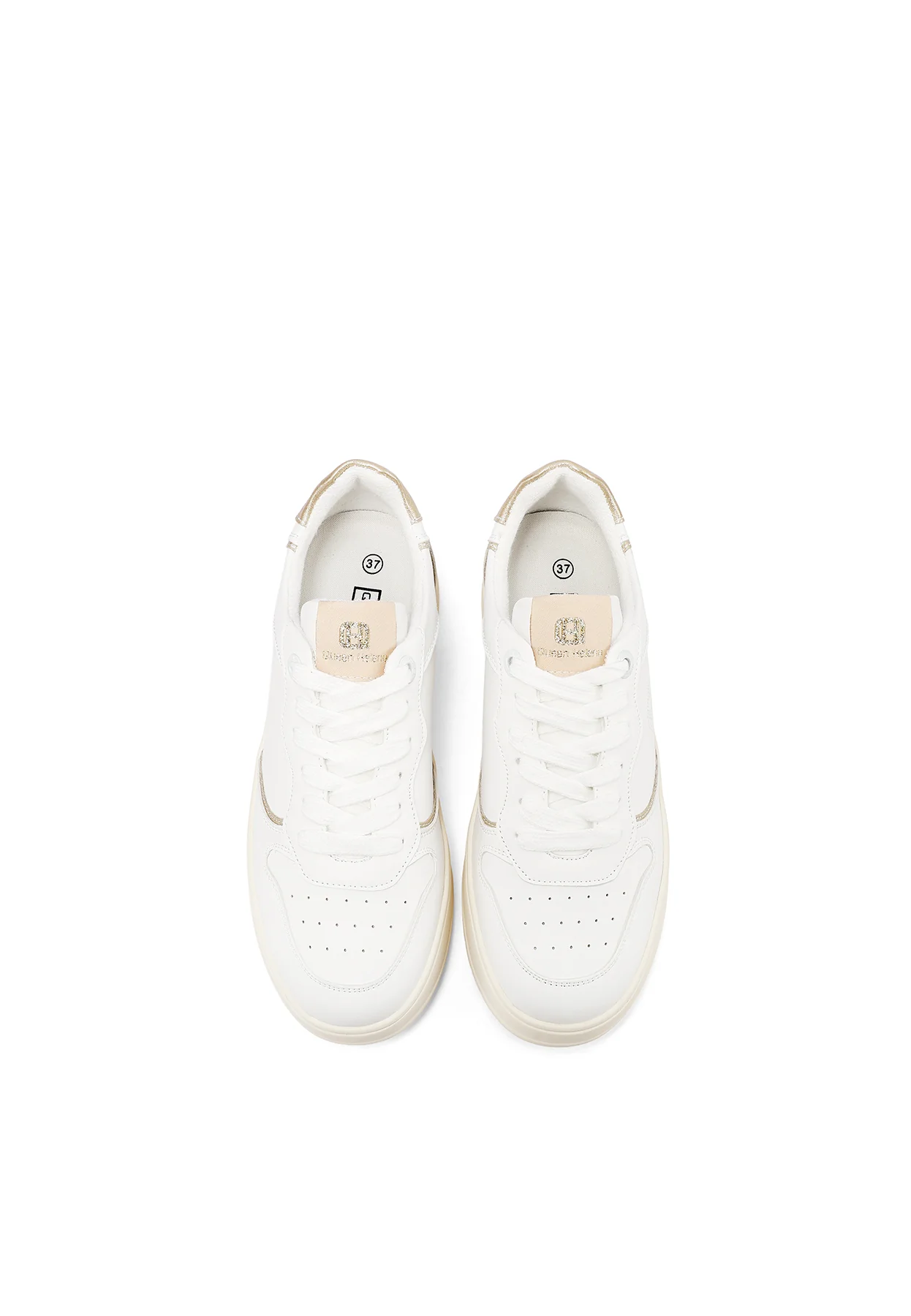 Sneakers bianche platform minimal con inserti oro X34-5 - Image 14