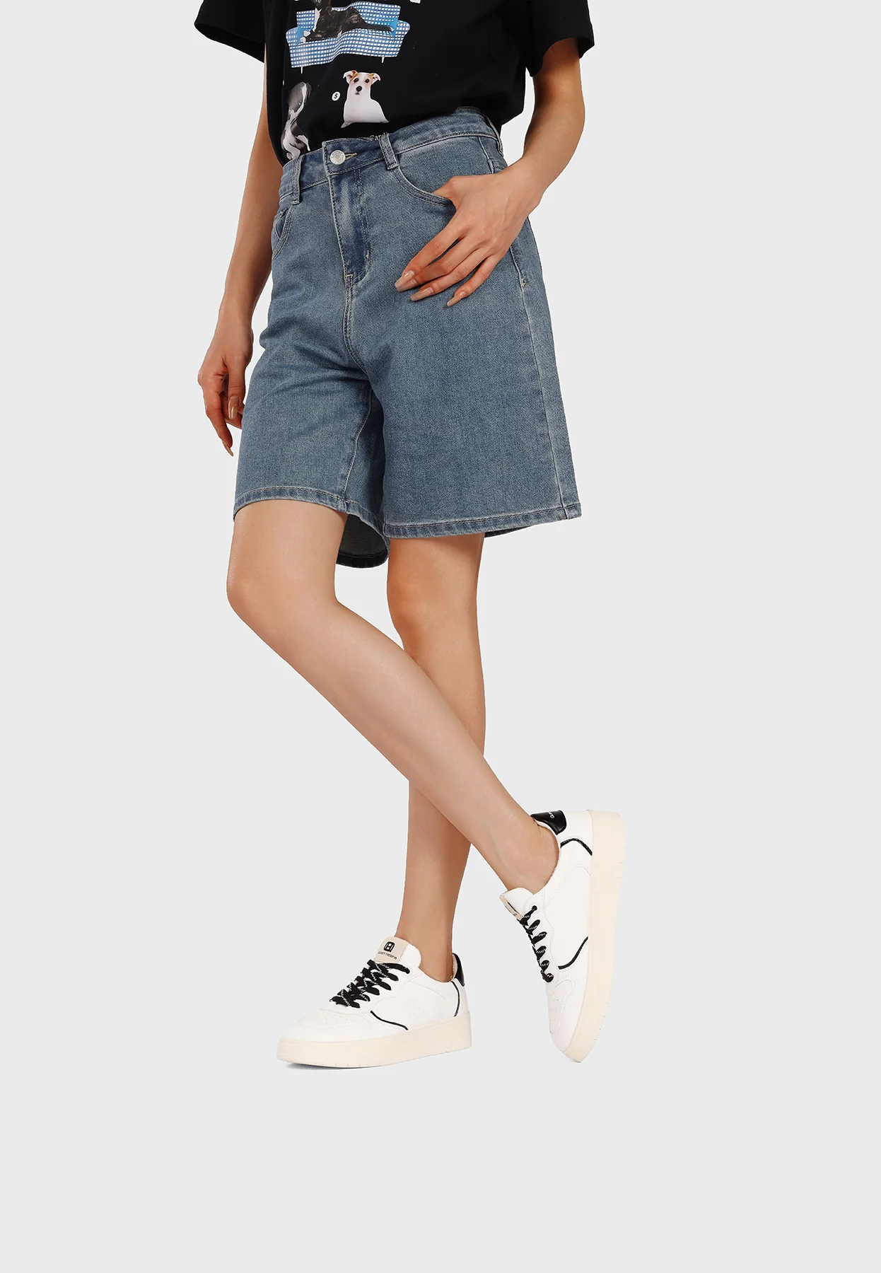 Sneakers bianche platform minimal con inserti oro X34-5 - Image 17