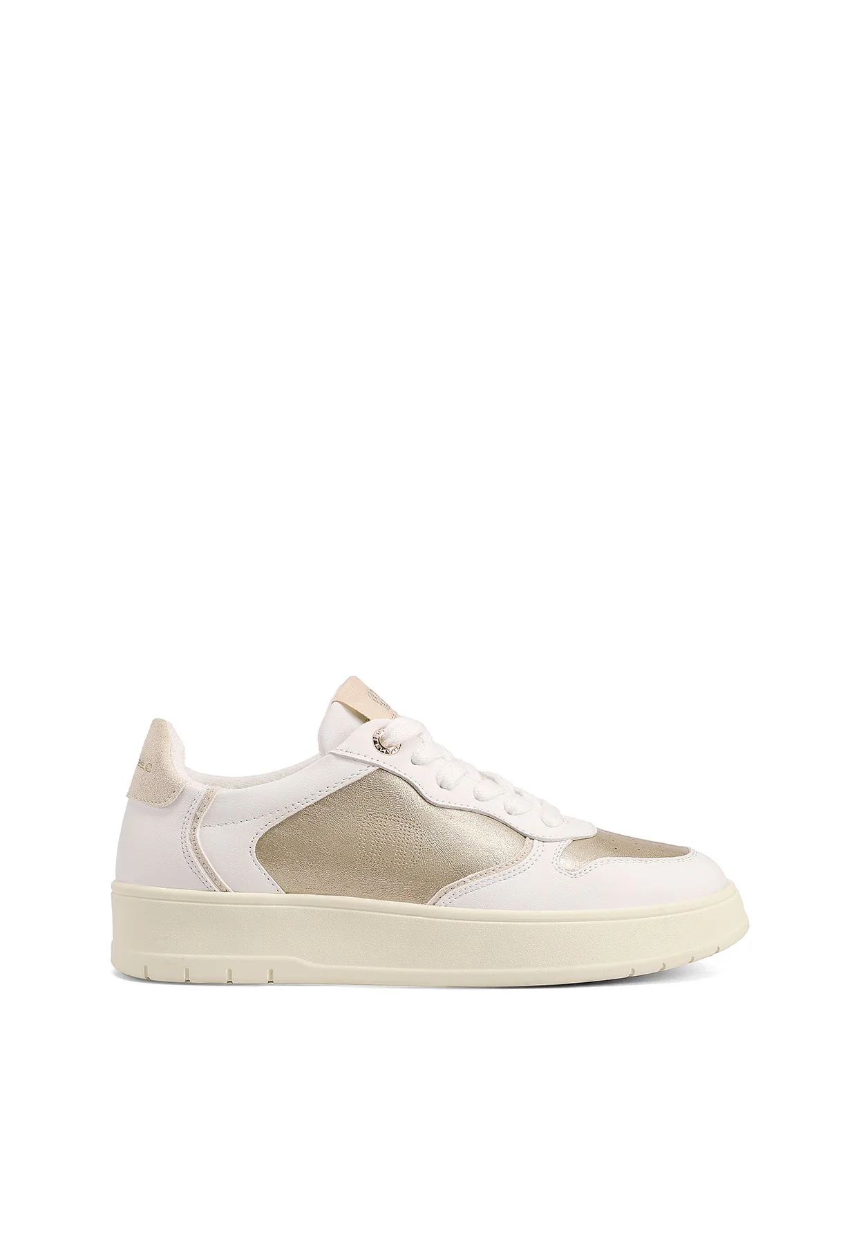 Sneakers bianche platform minimal con inserti oro X34-5 - Image 2