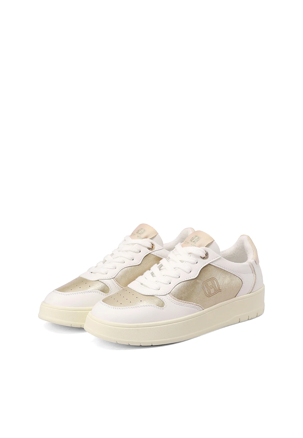 Sneakers bianche platform minimal con inserti oro X34-5 - Image 3