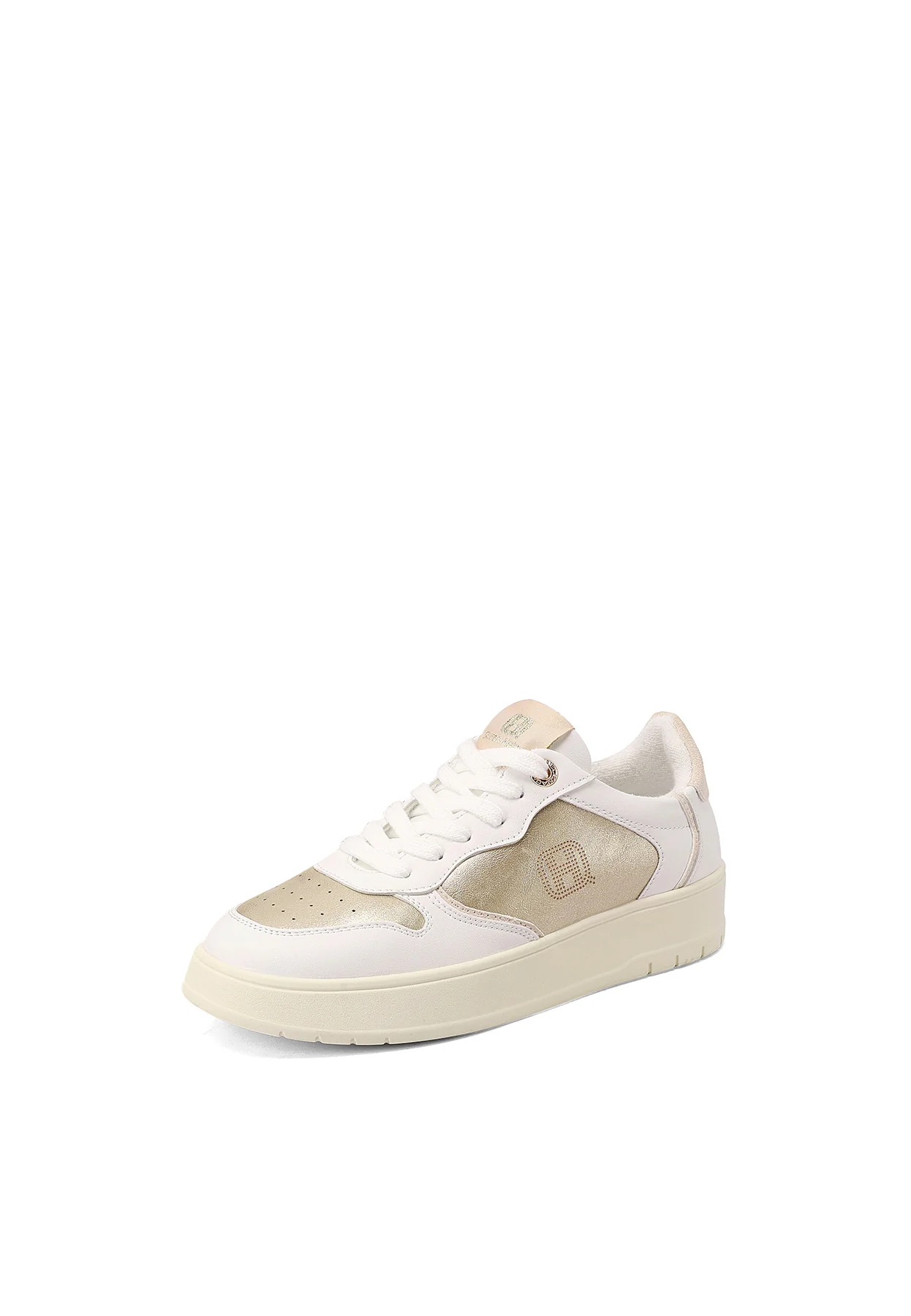 Sneakers bianche platform minimal con inserti oro X34-5 - Image 4