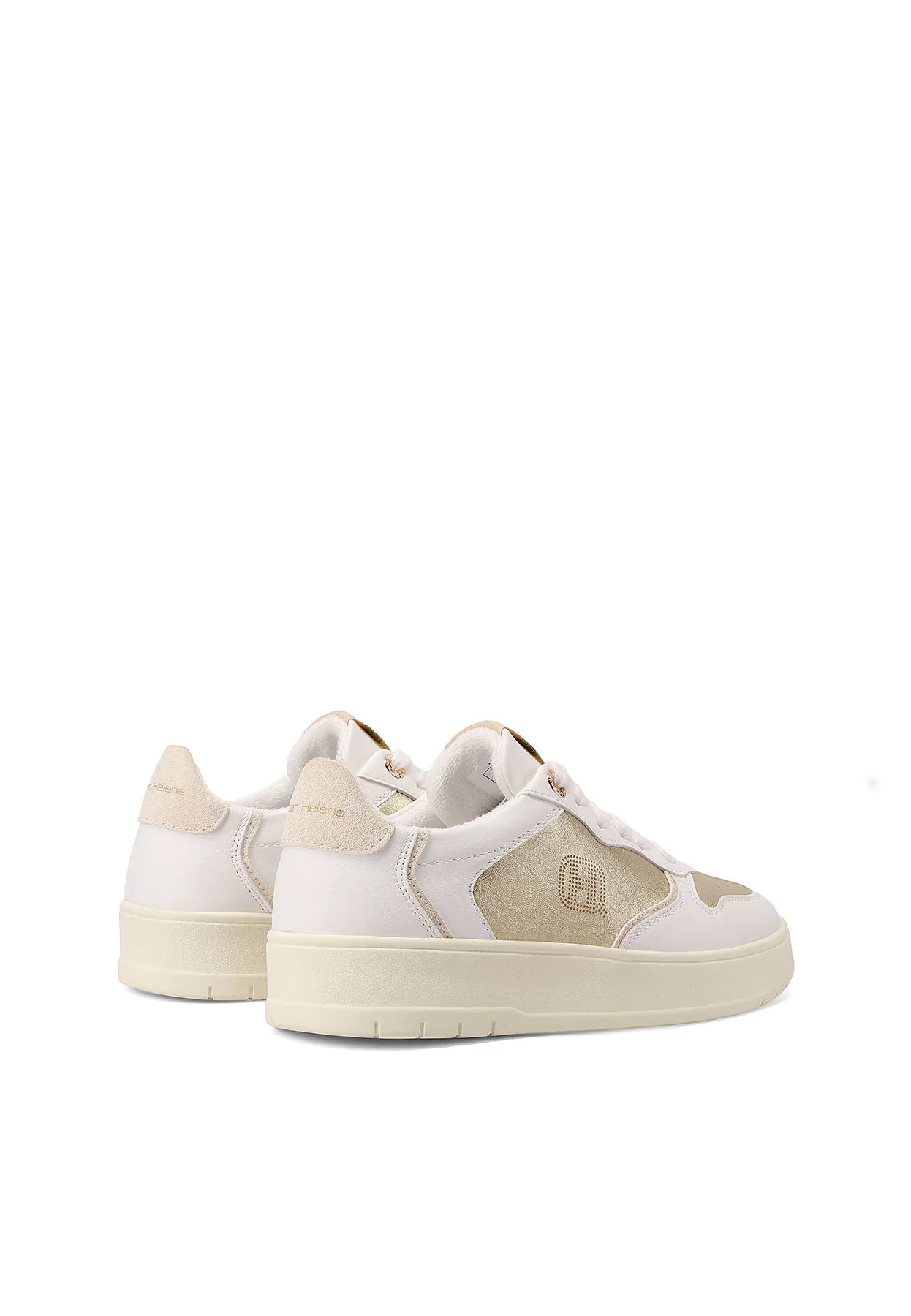 Sneakers bianche platform minimal con inserti oro X34-5 - Image 5