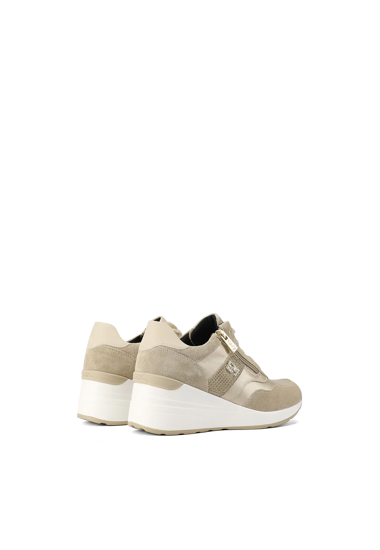 Sneakers in vera pelle con zeppa QH8010 - Image 13