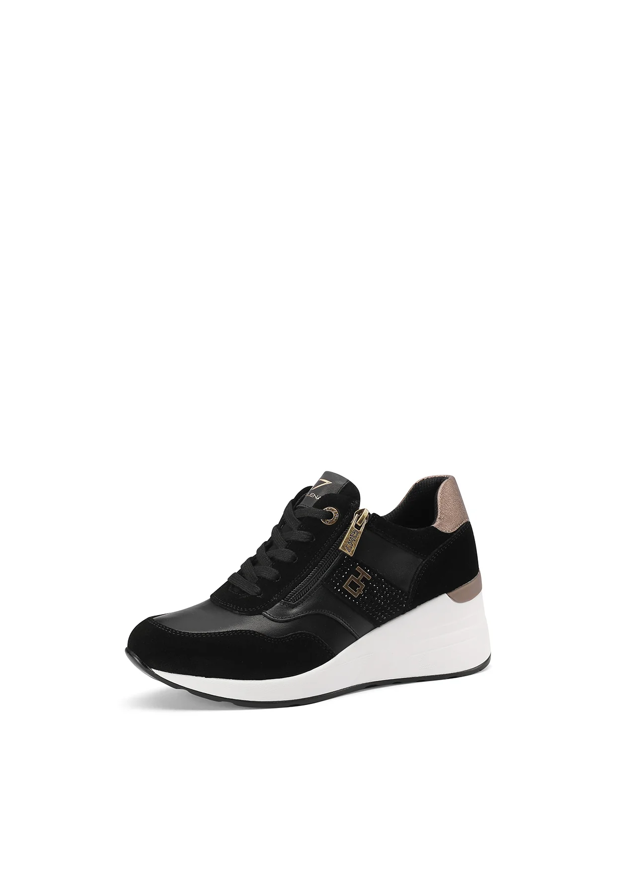 Sneakers in vera pelle con zeppa QH8010 - Image 3