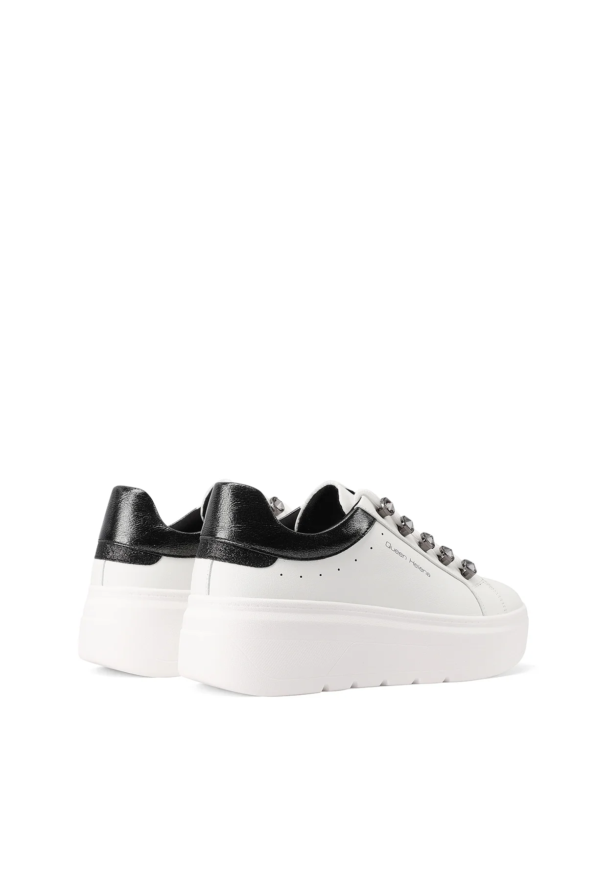 Sneakers da donna bianche platform con dettagli neri X33-12 - Image 4