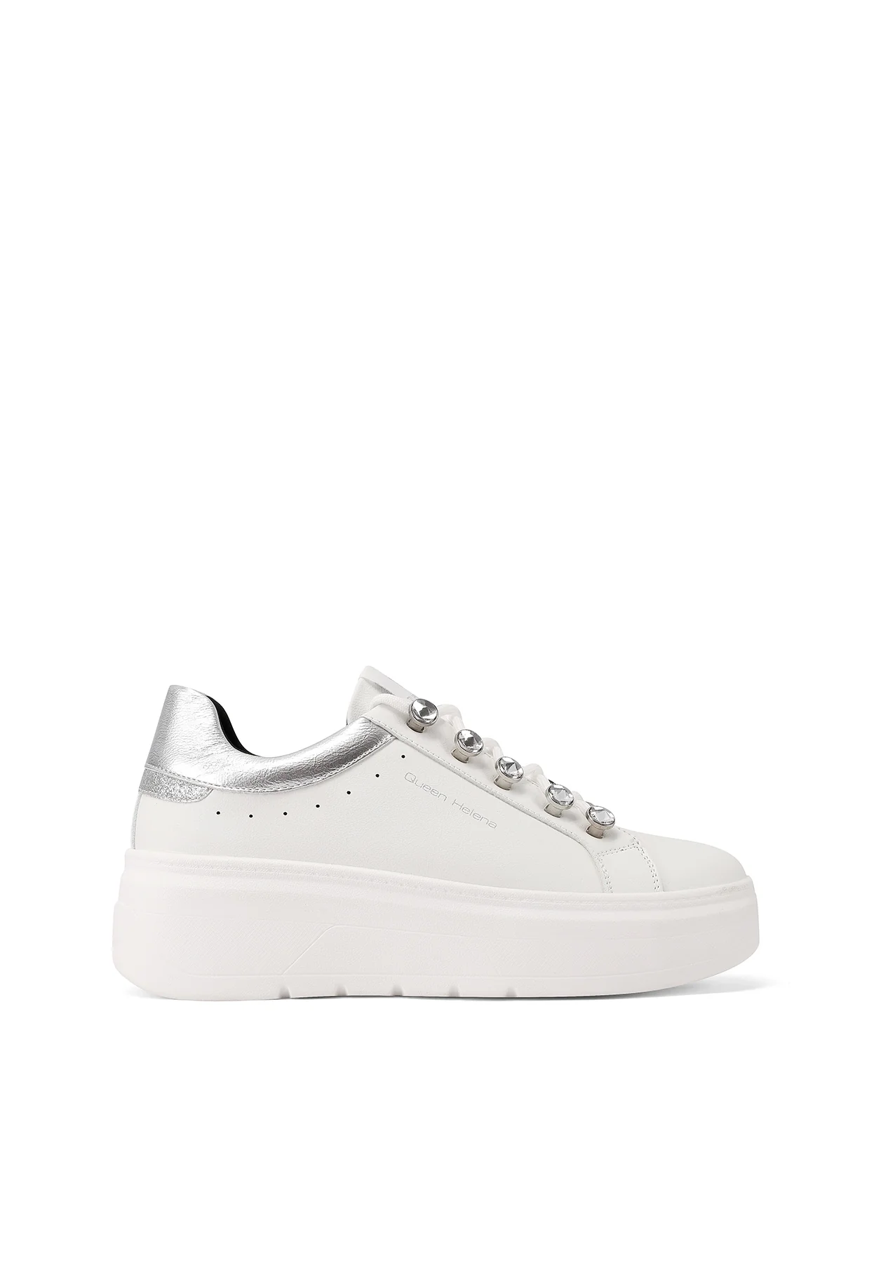 Sneakers da donna bianche platform con dettagli neri X33-12 - Image 9