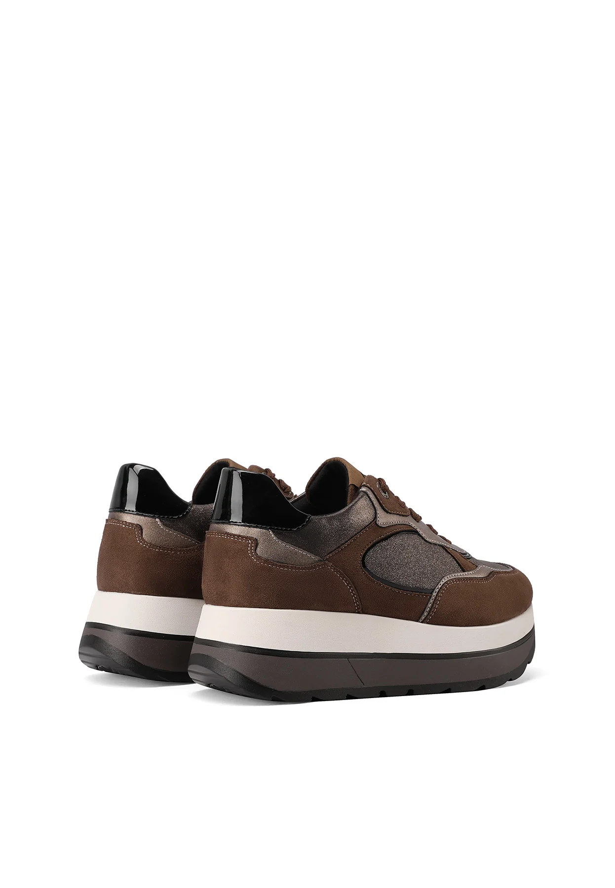 Sneakers da donna nere platform con dettagli metallici X33-17 - Image 11