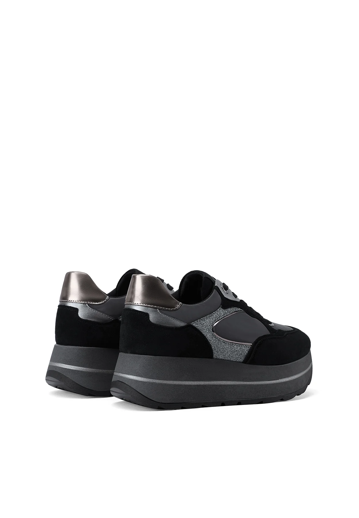 Sneakers da donna nere platform con dettagli metallici X33-17 - Image 4
