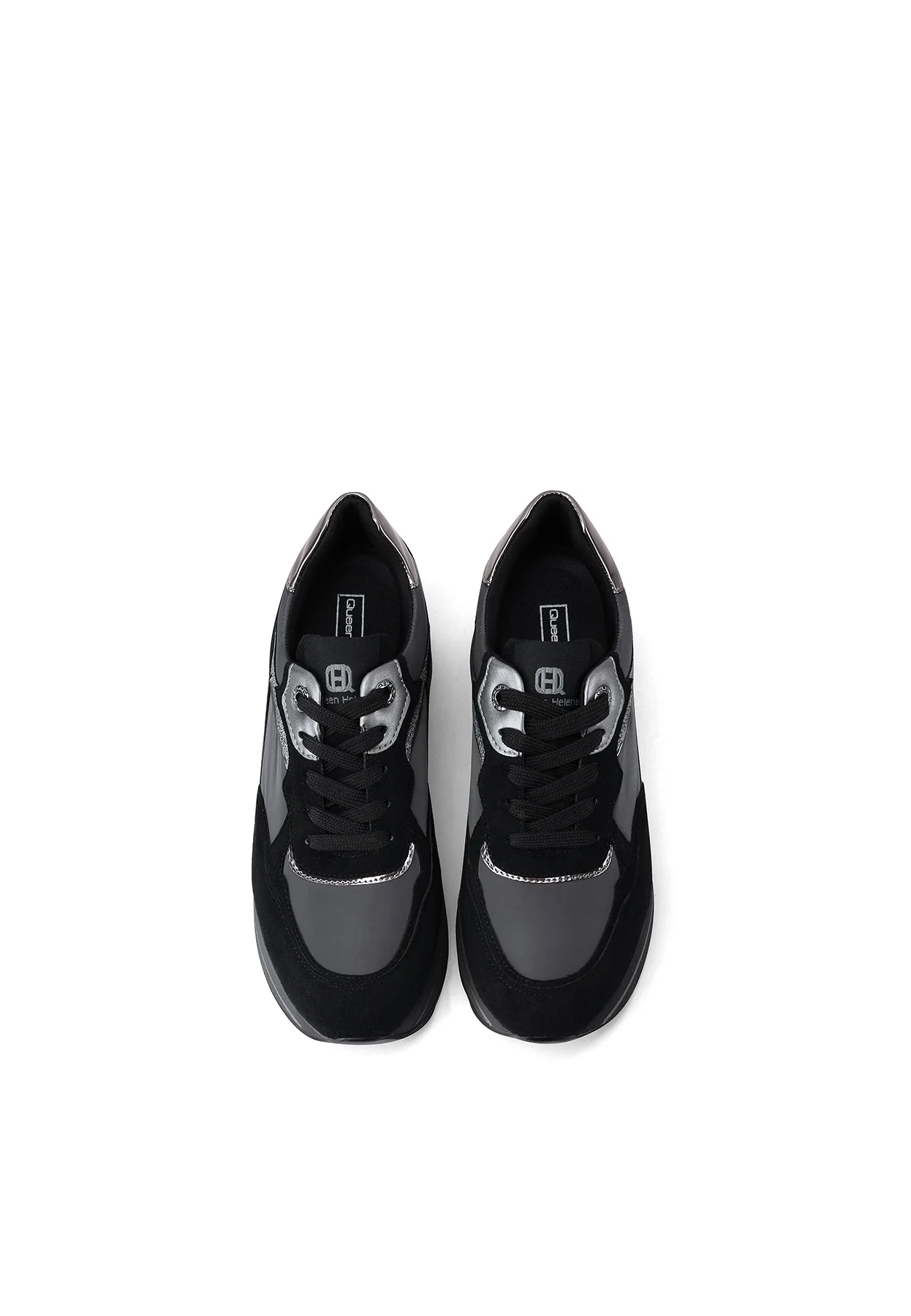 Sneakers da donna nere platform con dettagli metallici X33-17 - Image 5