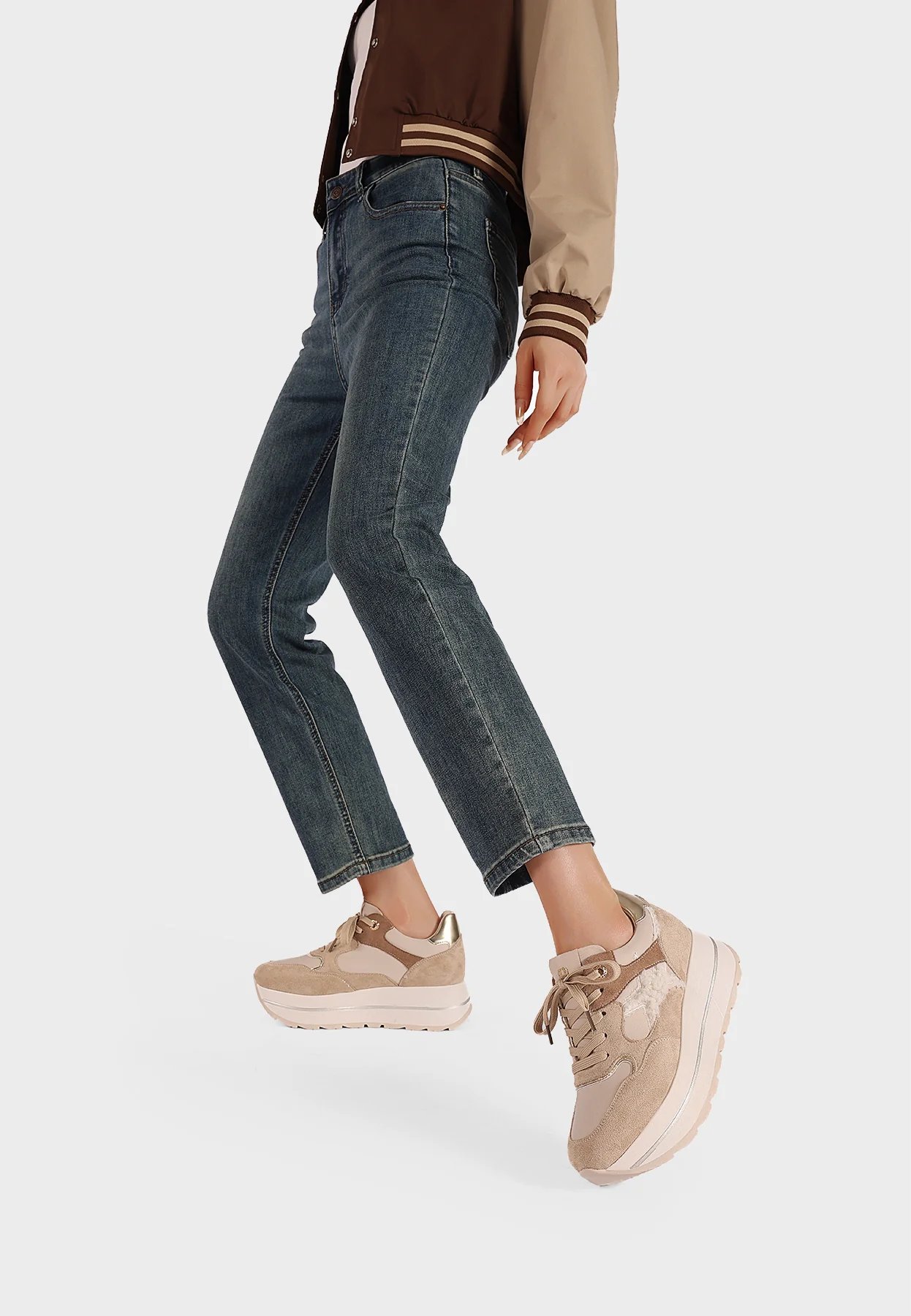 Sneakers da donna platform con inserti animalier X33-18 - Image 14