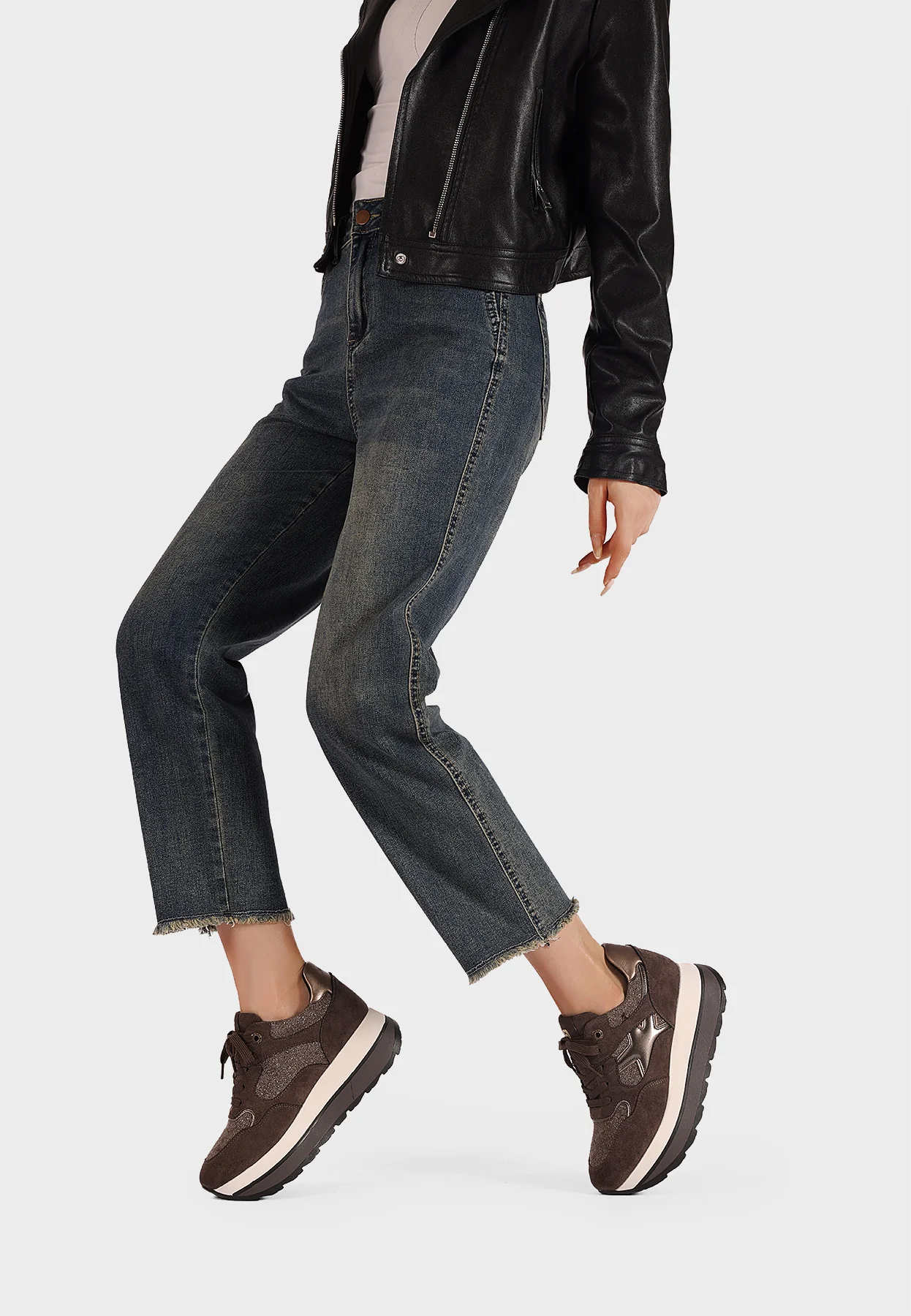 Sneakers da donna platform con inserti animalier X33-18 - Image 35