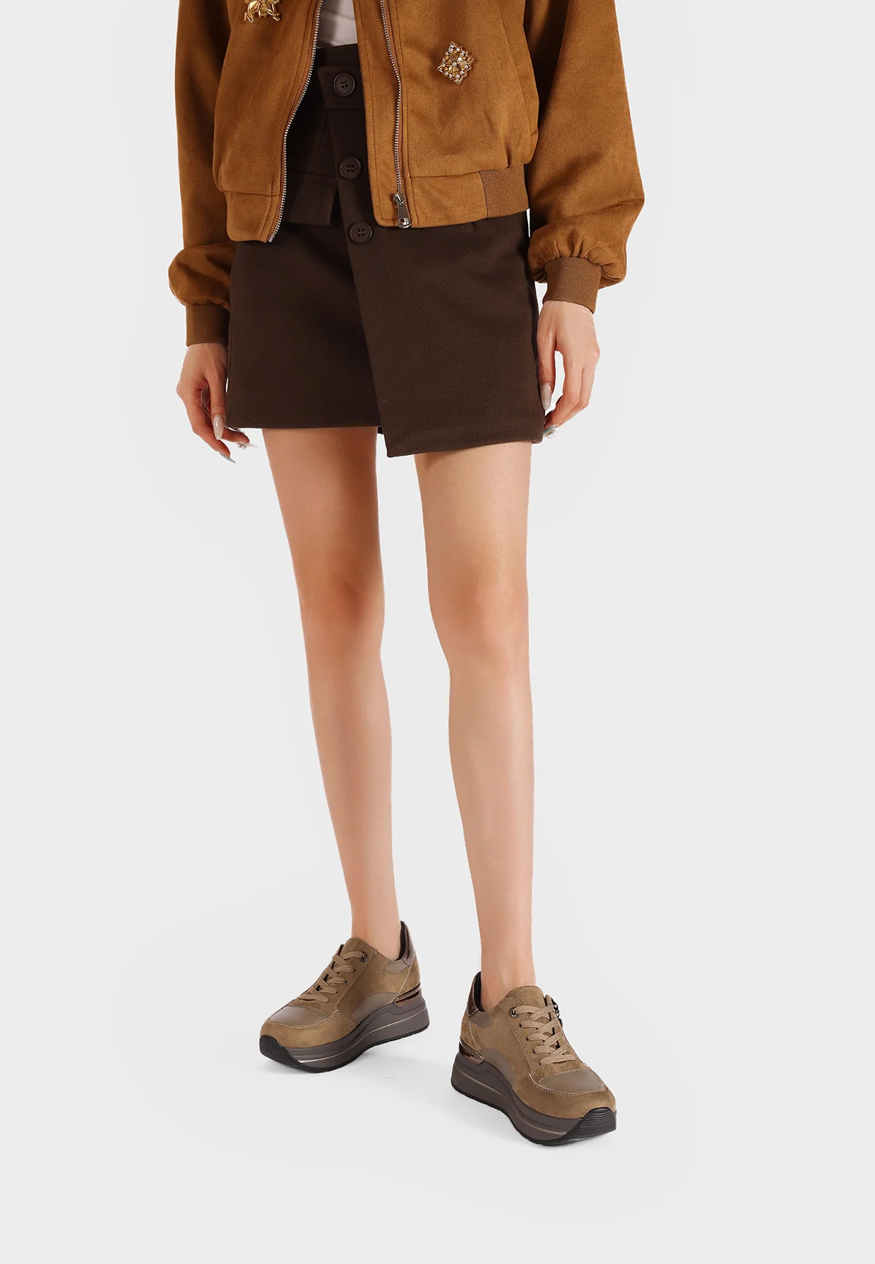 Sneakers con zeppa e zip laterale in camoscio X33-21