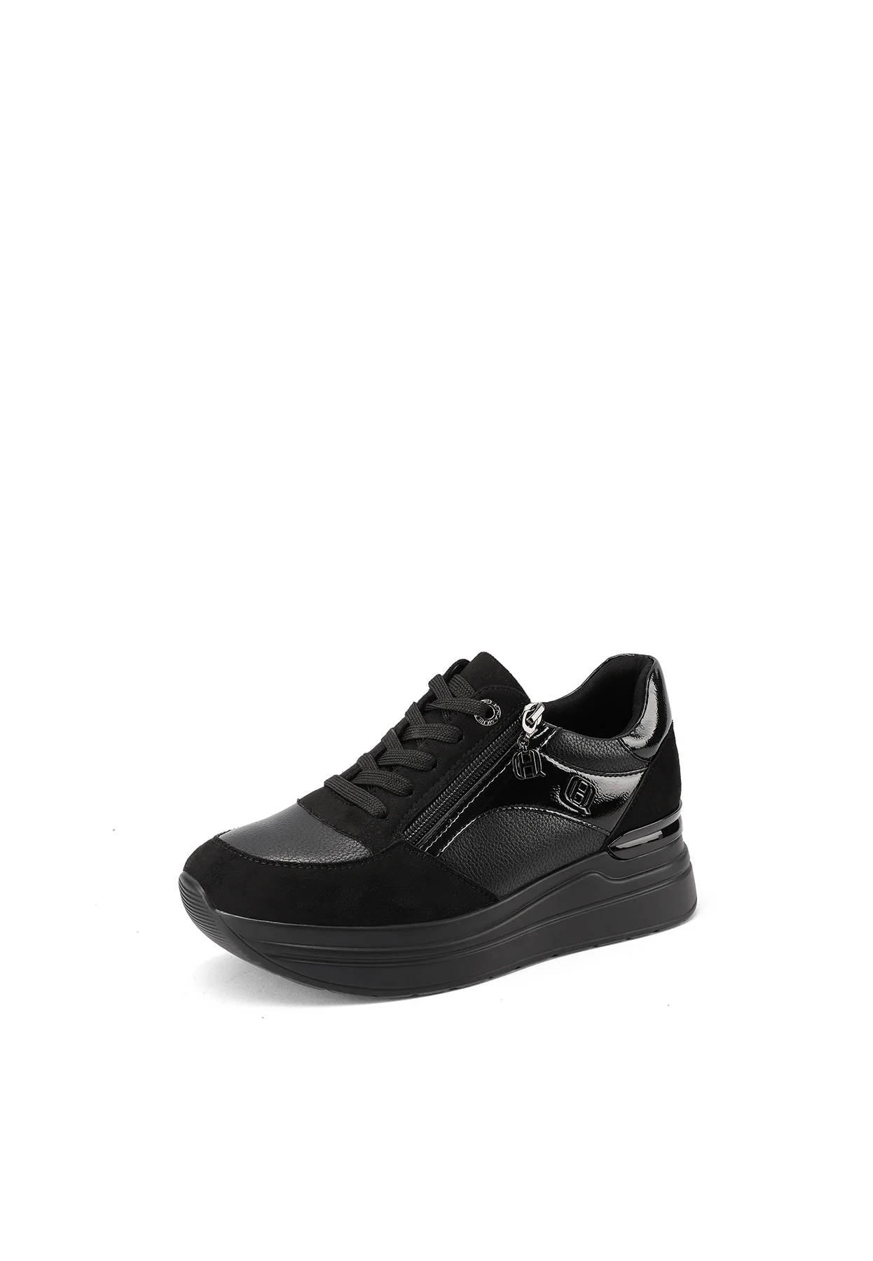 Sneakers con zeppa e zip laterale in camoscio X33-21 - Image 10