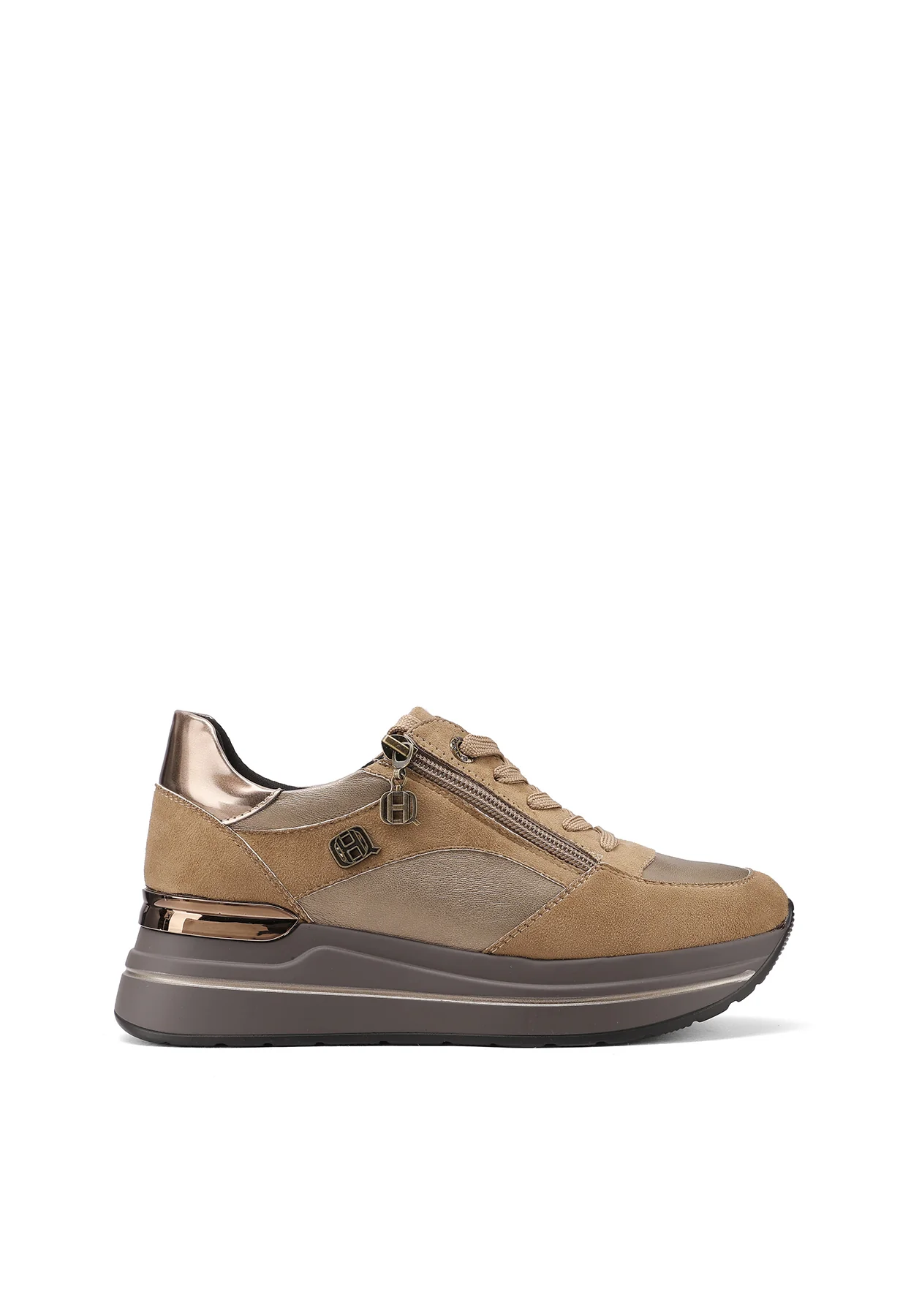 Sneakers con zeppa e zip laterale in camoscio X33-21 - Image 2