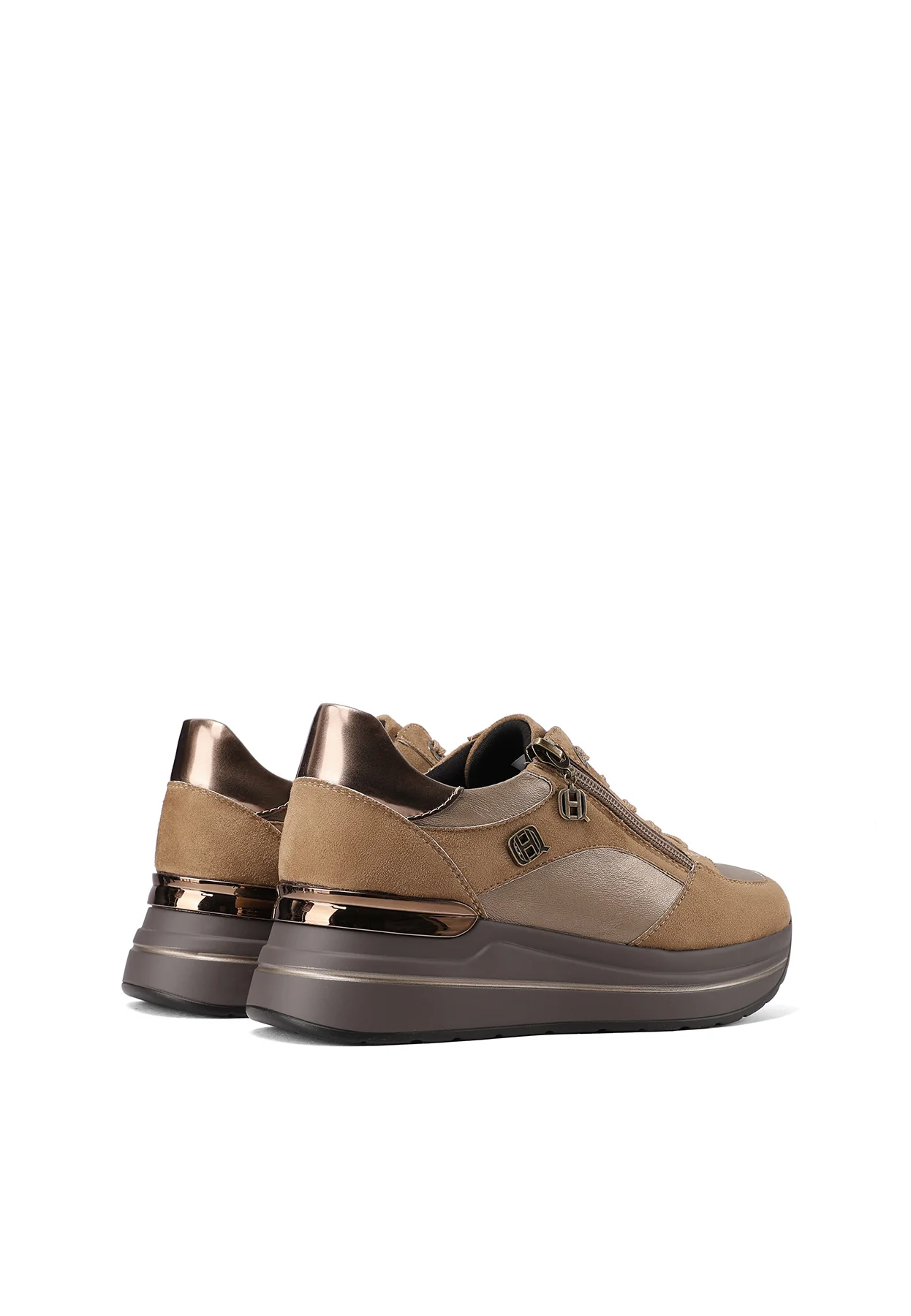 Sneakers con zeppa e zip laterale in camoscio X33-21 - Image 4