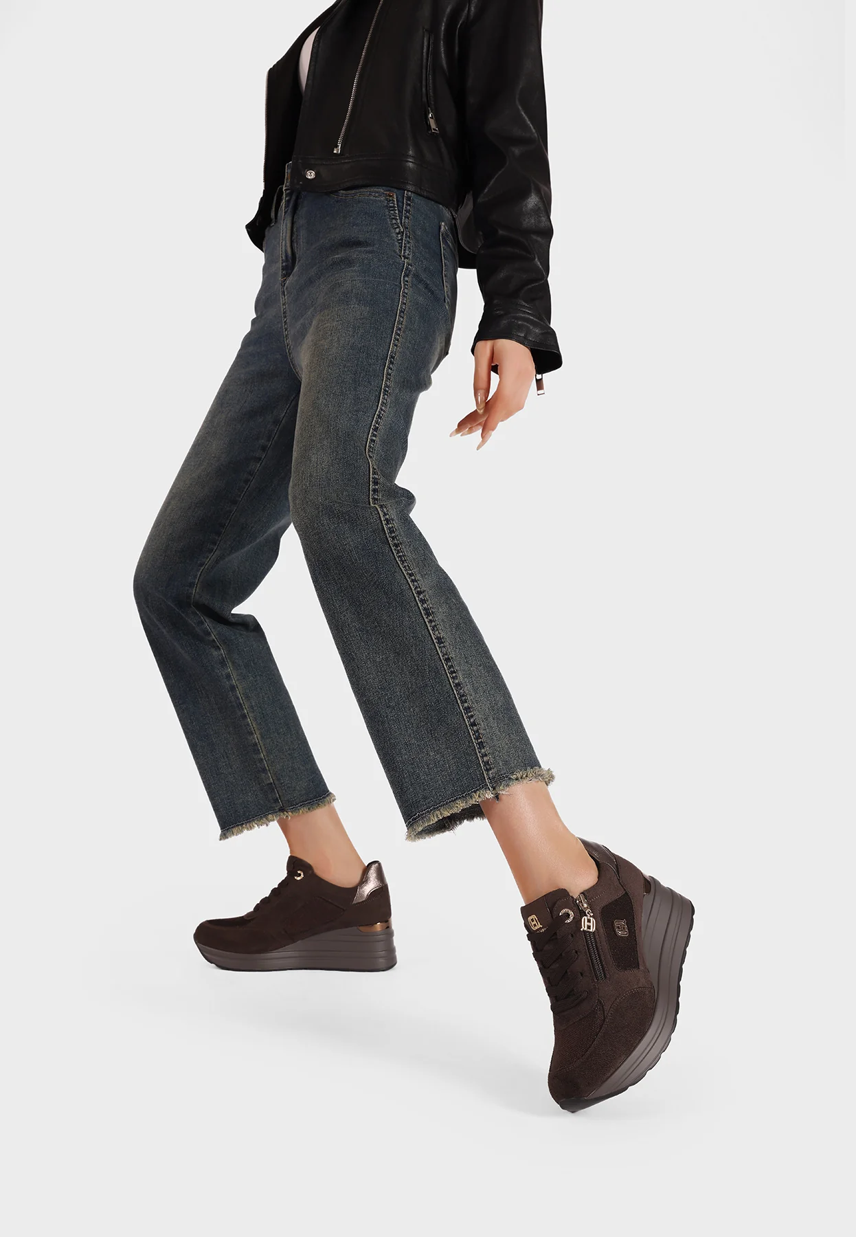 Sneakers da donna con zeppa e zip laterale X33-27 - Image 7