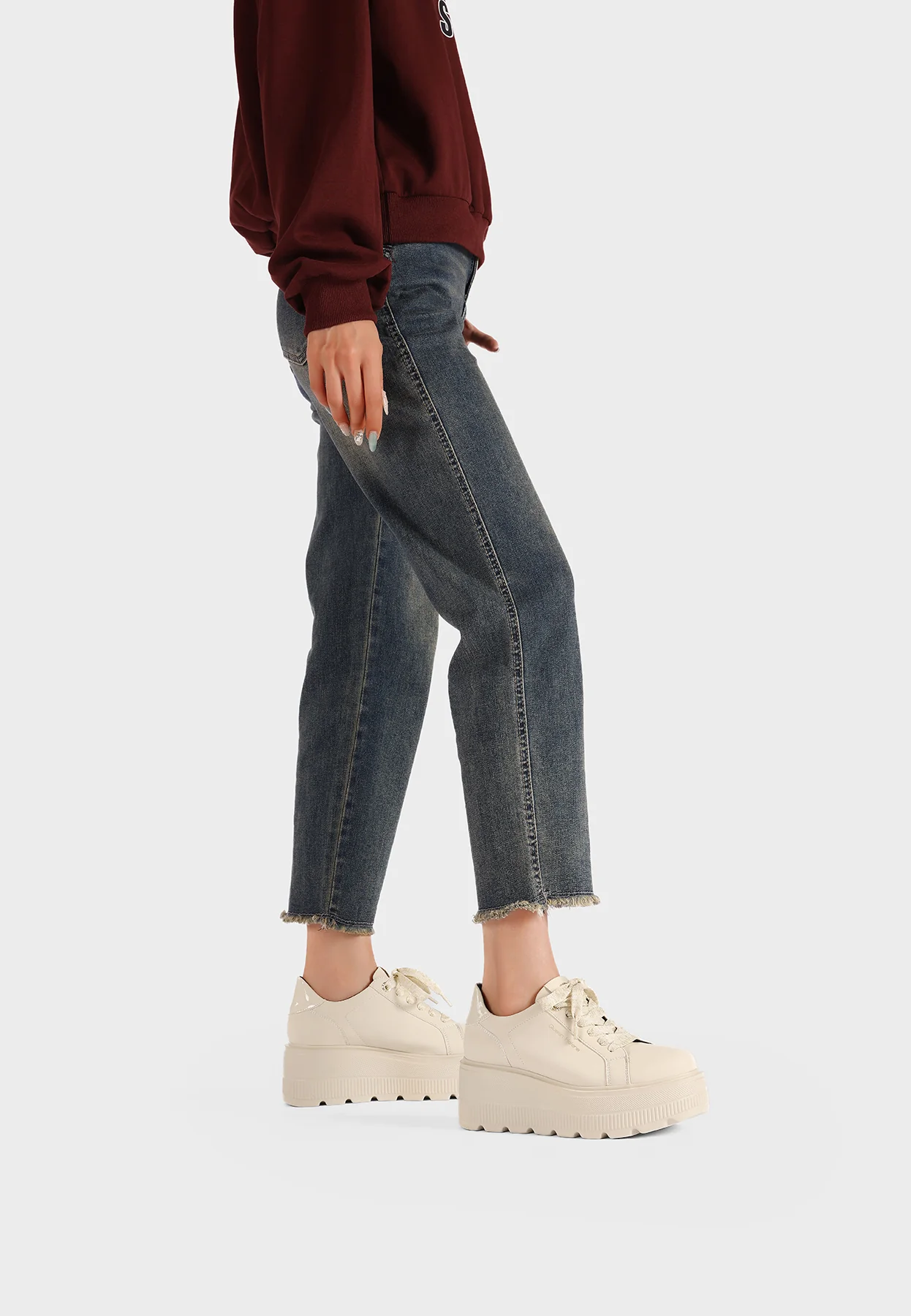 Sneakers platform con punta tonda e suola alta zeppa X33-6 - Image 7