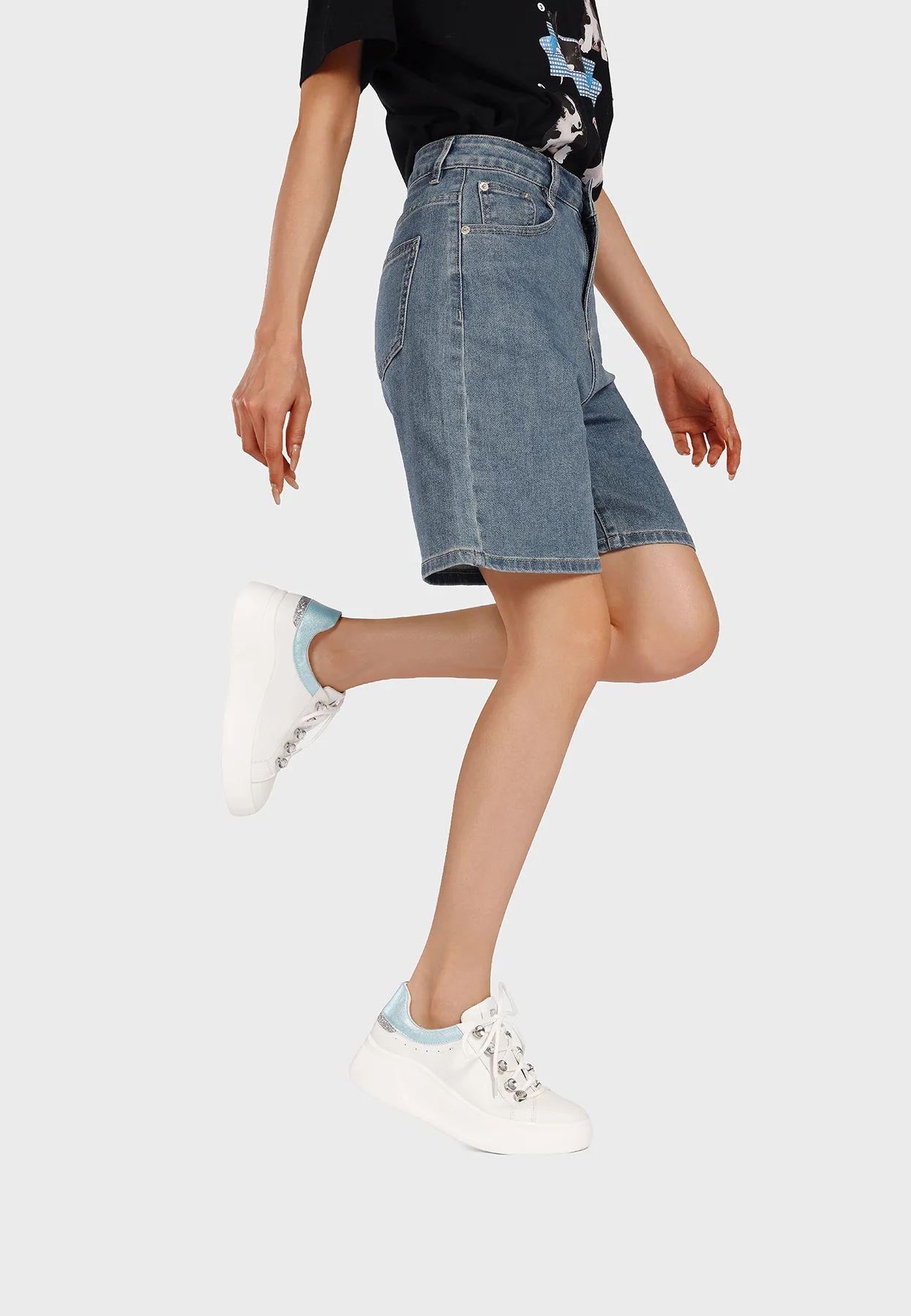 Sneakers platform con lacci gioiello X34-11 - Image 8