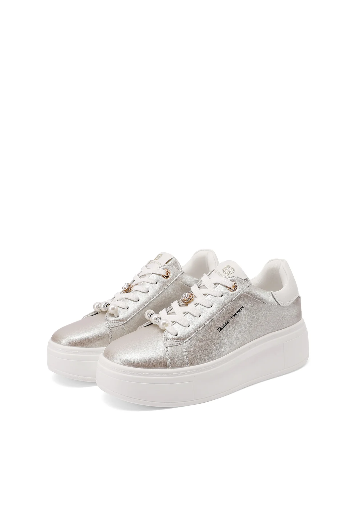 Sneakers donna platform minimal con dettagli gioiello X34-13 - Image 11