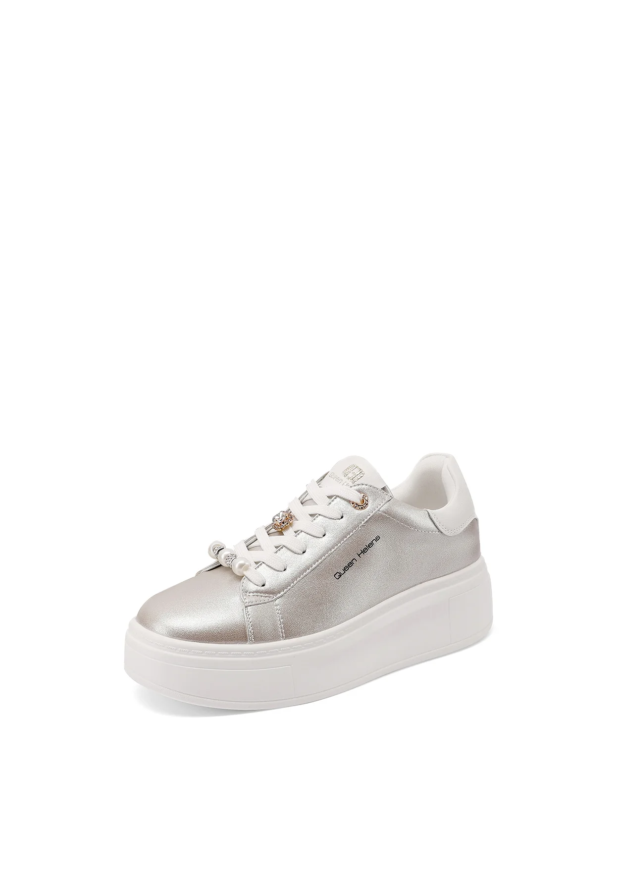 Sneakers donna platform minimal con dettagli gioiello X34-13 - Image 12