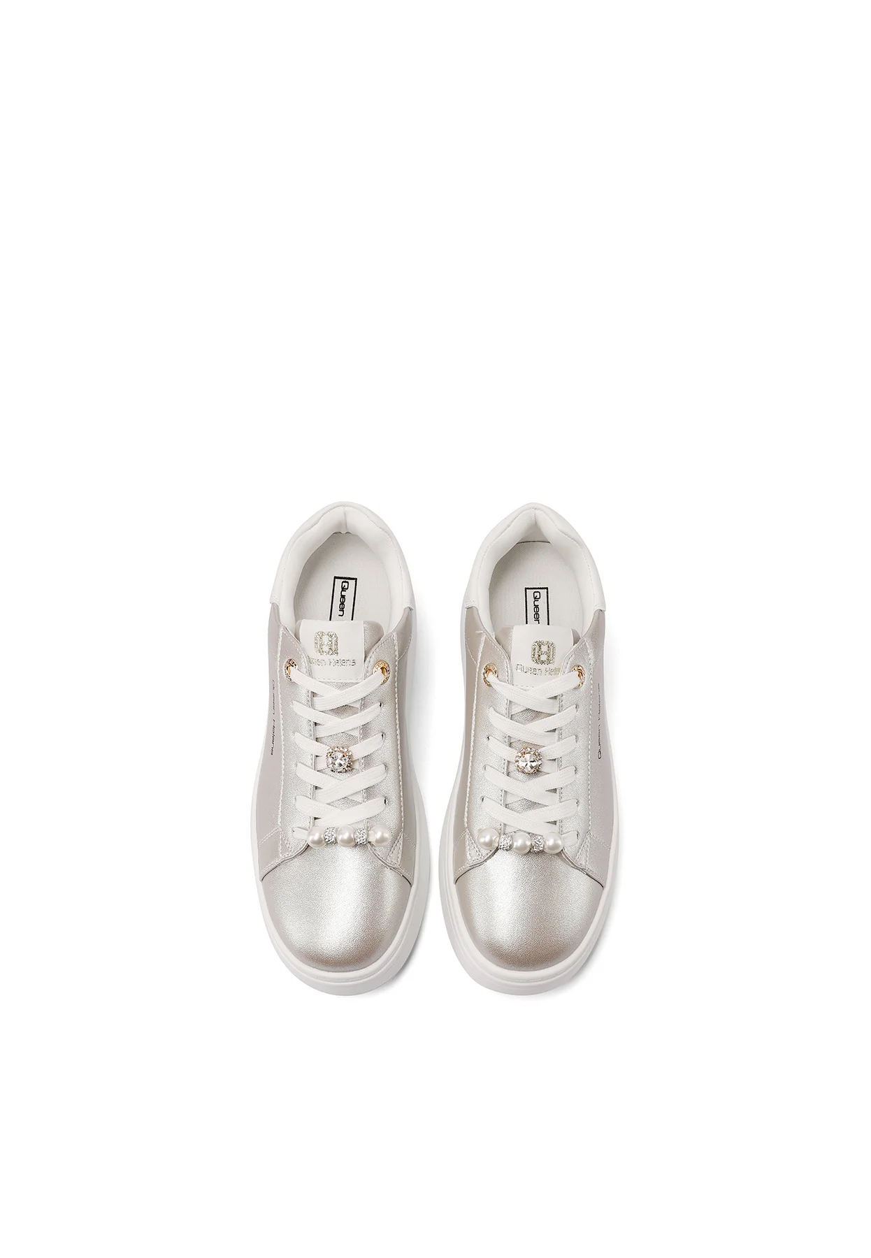 Sneakers donna platform minimal con dettagli gioiello X34-13 - Image 14