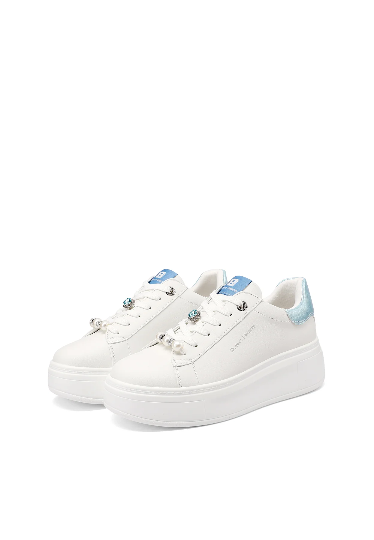 Sneakers donna platform minimal con dettagli gioiello X34-13 - Image 20