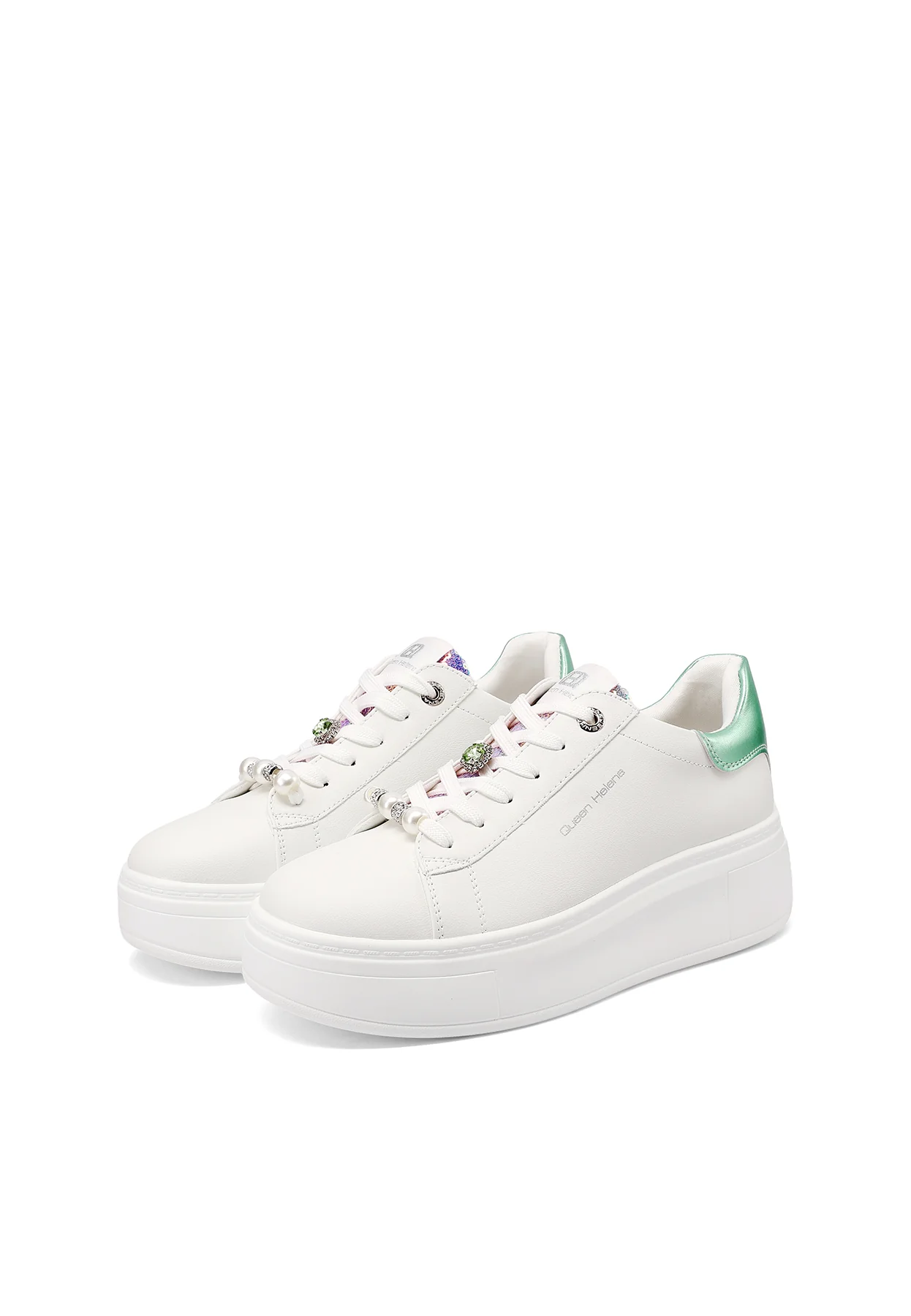 Sneakers donna platform minimal con dettagli gioiello X34-13 - Image 28