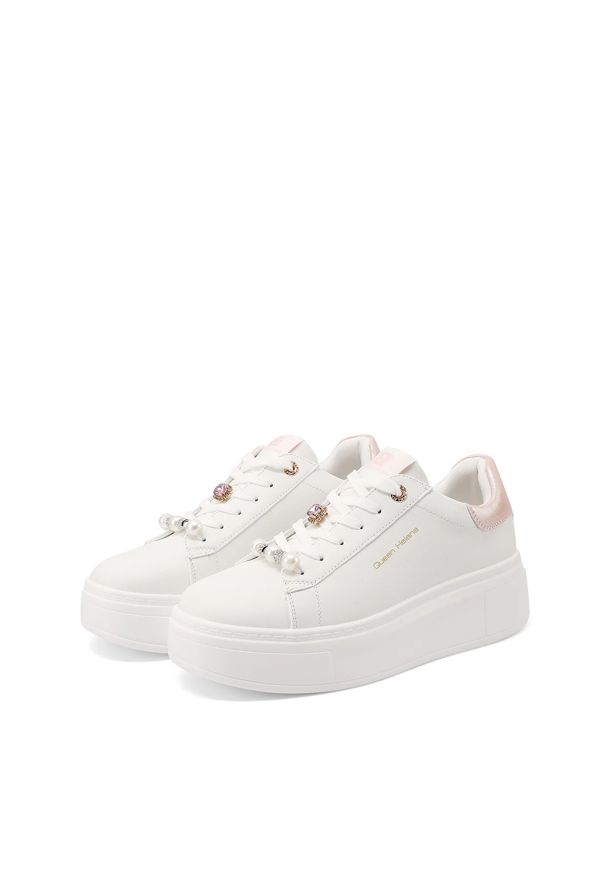 Sneakers donna platform minimal con dettagli gioiello X34-13 - Image 3