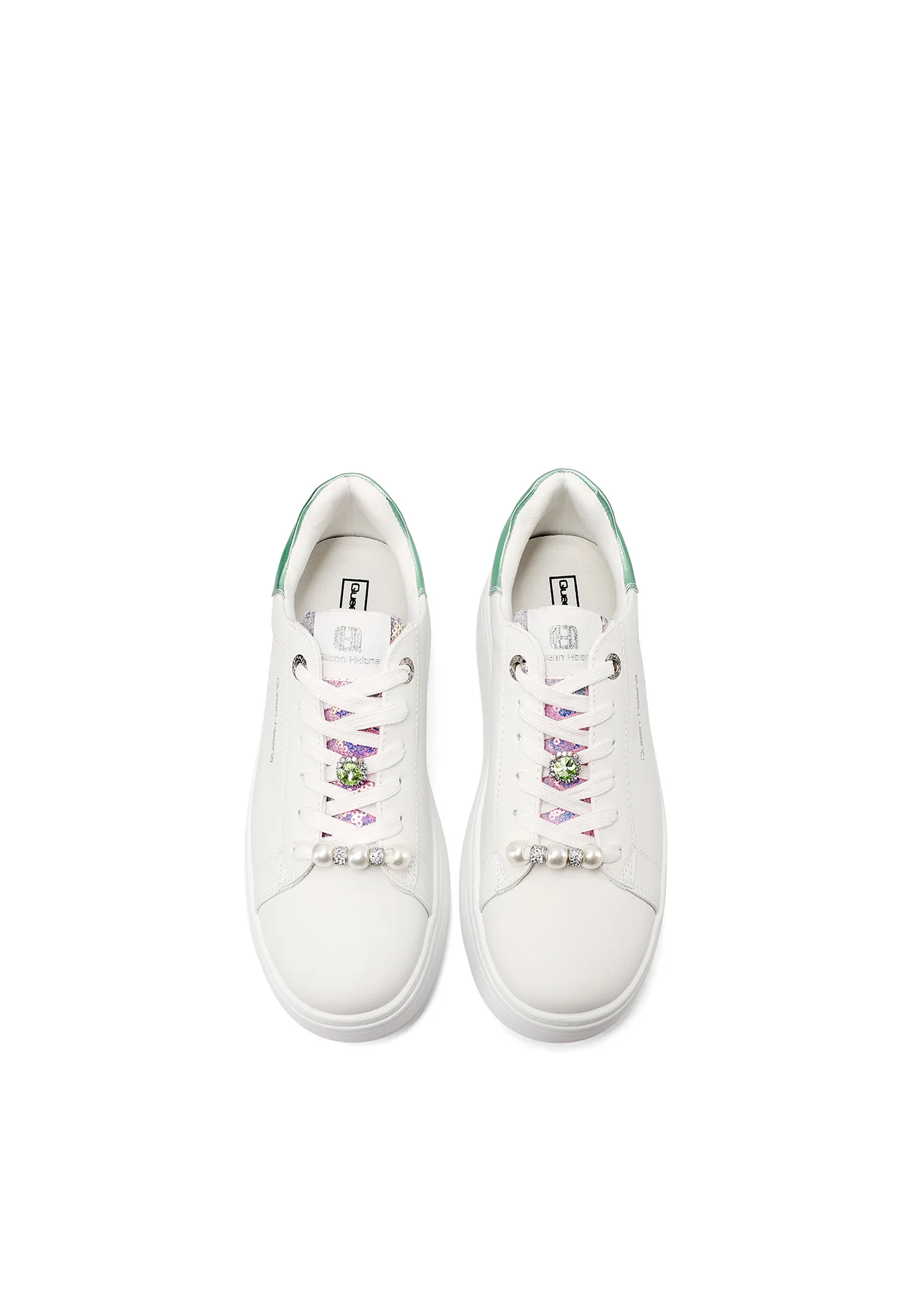 Sneakers donna platform minimal con dettagli gioiello X34-13 - Image 30