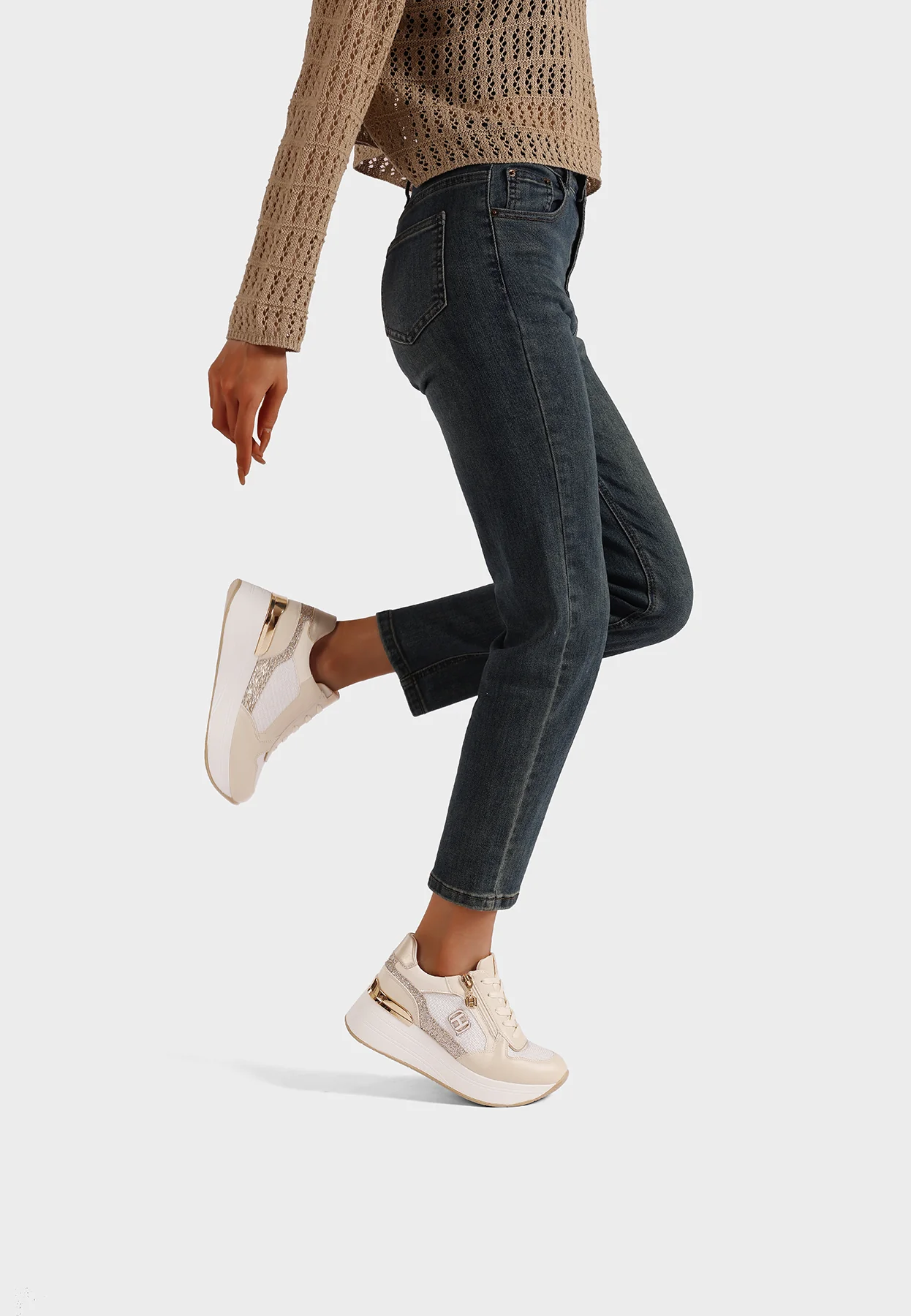 Sneakers platform con zip laterale e logo X34-24 - Image 9