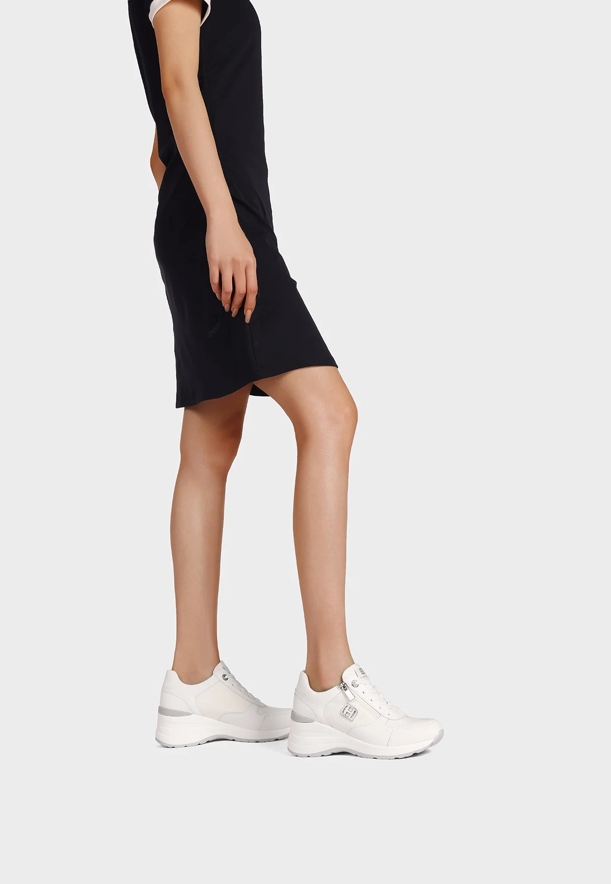 Sneakers platform ecopelle con zip laterale e logo X34-41 - Image 8