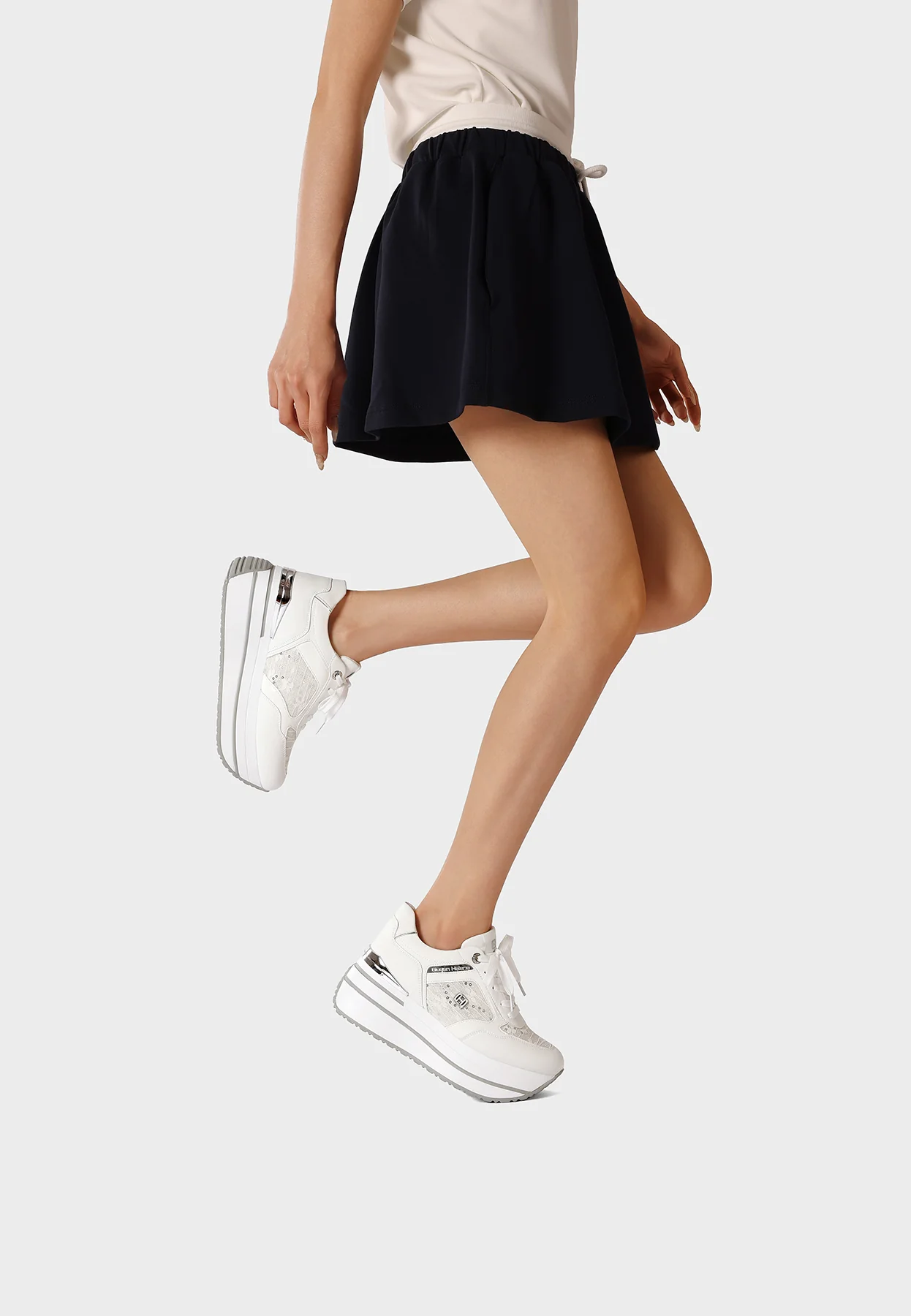 Sneakers platform con inserti ricamati eleganti X34-48 - Image 16