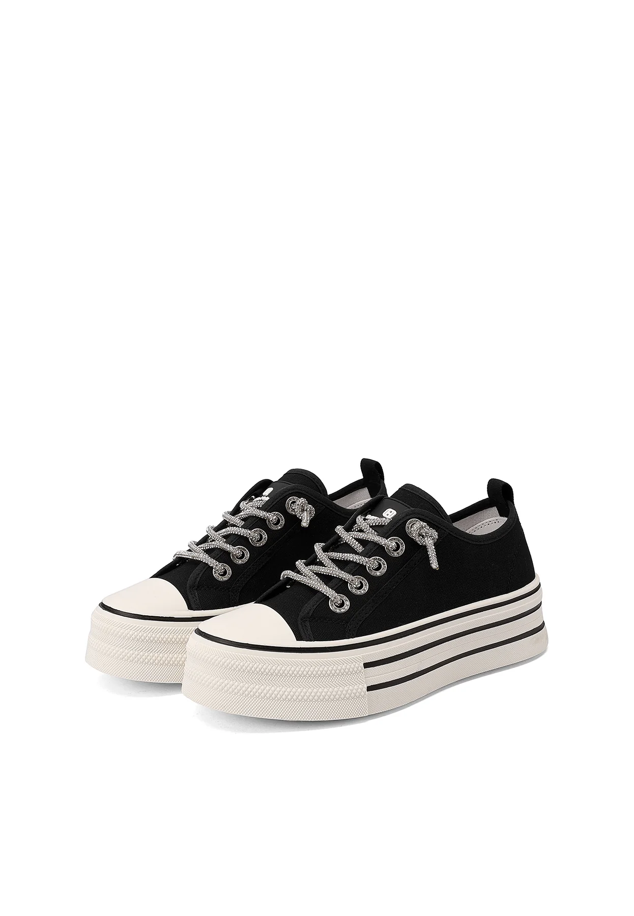 Sneakers platform in tela con lacci glitter XZ002 - Image 11