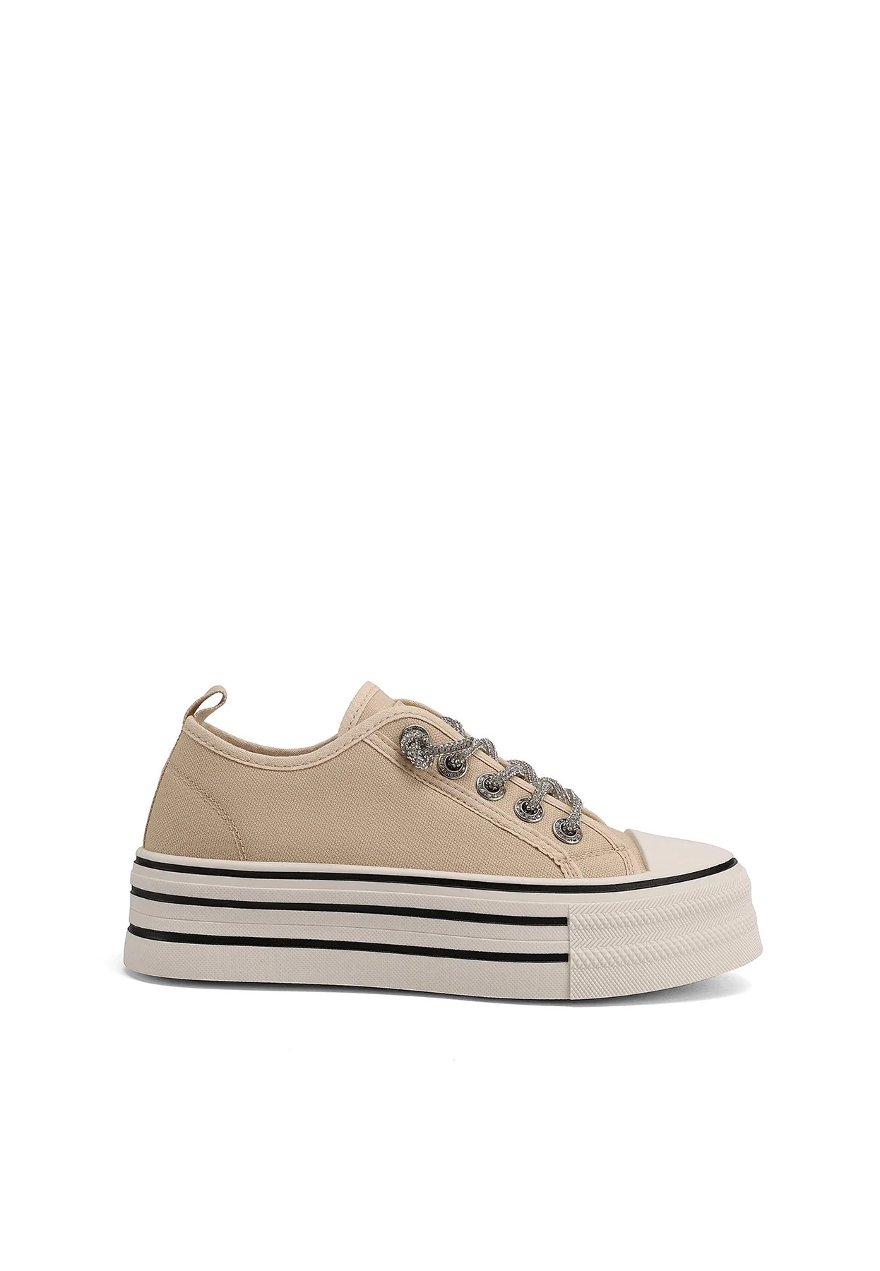 Sneakers platform in tela con lacci glitter XZ002 - Image 2