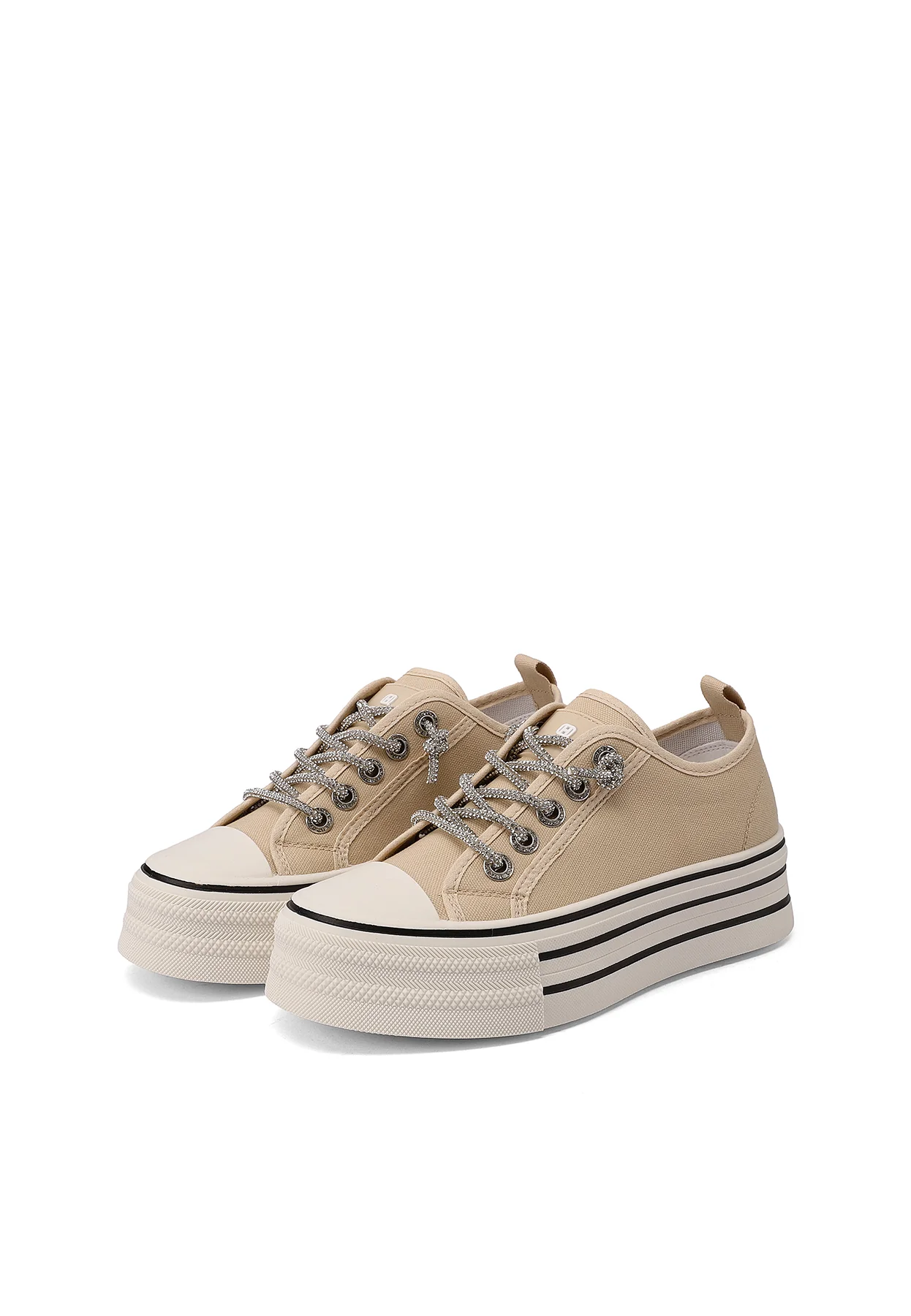 Sneakers platform in tela con lacci glitter XZ002 - Image 3