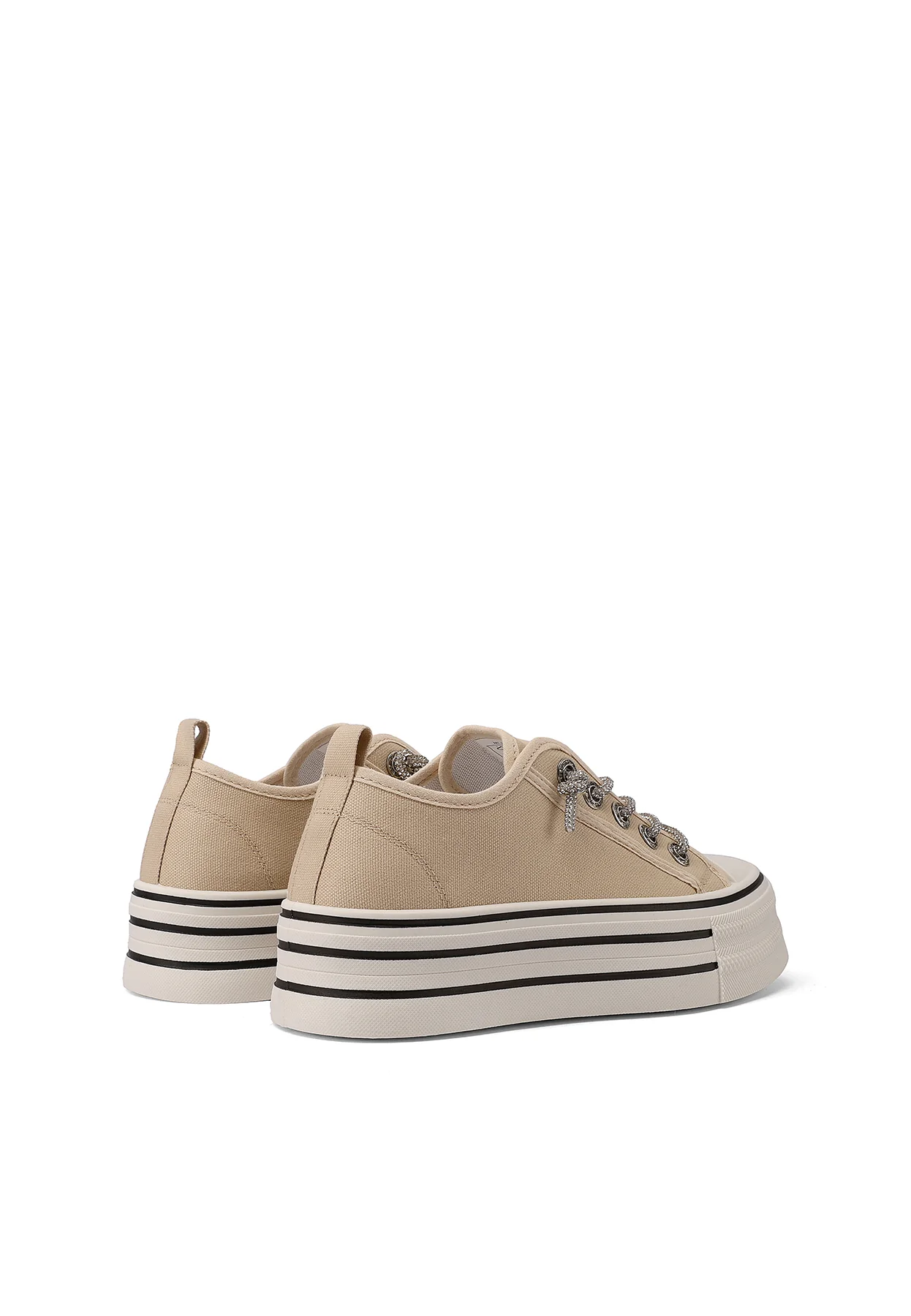 Sneakers platform in tela con lacci glitter XZ002 - Image 5