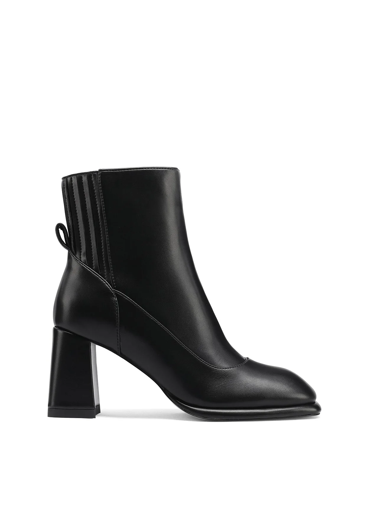 Stivaletto nero con inserti elastici e tacco largo K3257 - Image 2