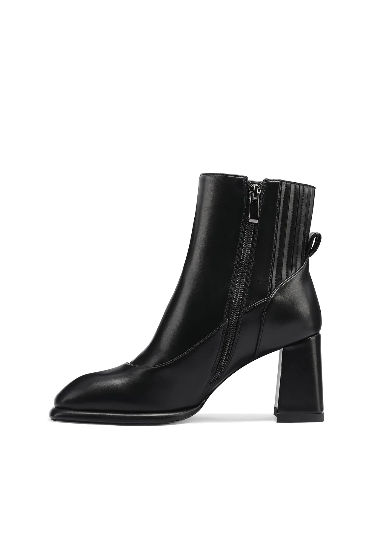 Stivaletto nero con inserti elastici e tacco largo K3257 - Image 3