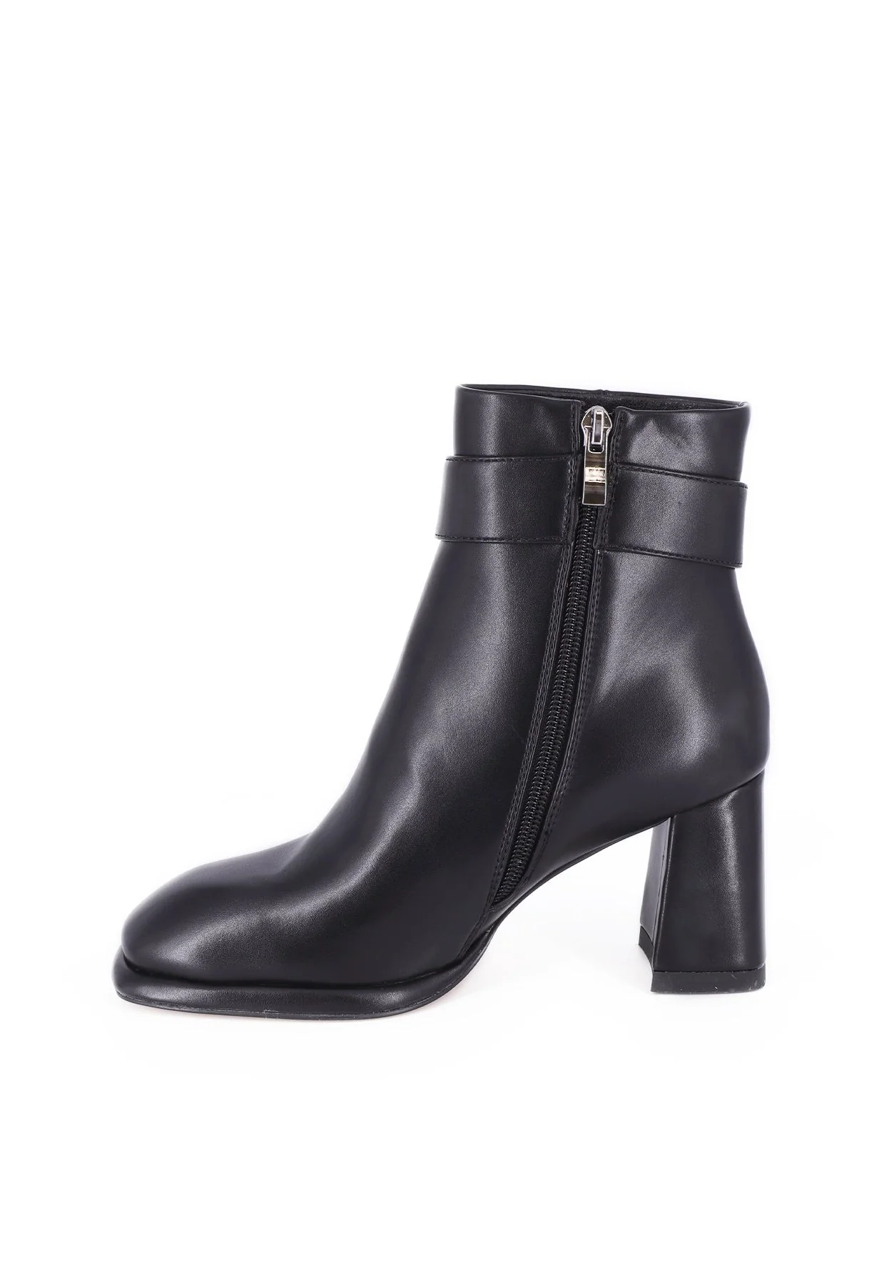 Stivaletto nero con fibbia e tacco largo elegante K3258 - Image 3