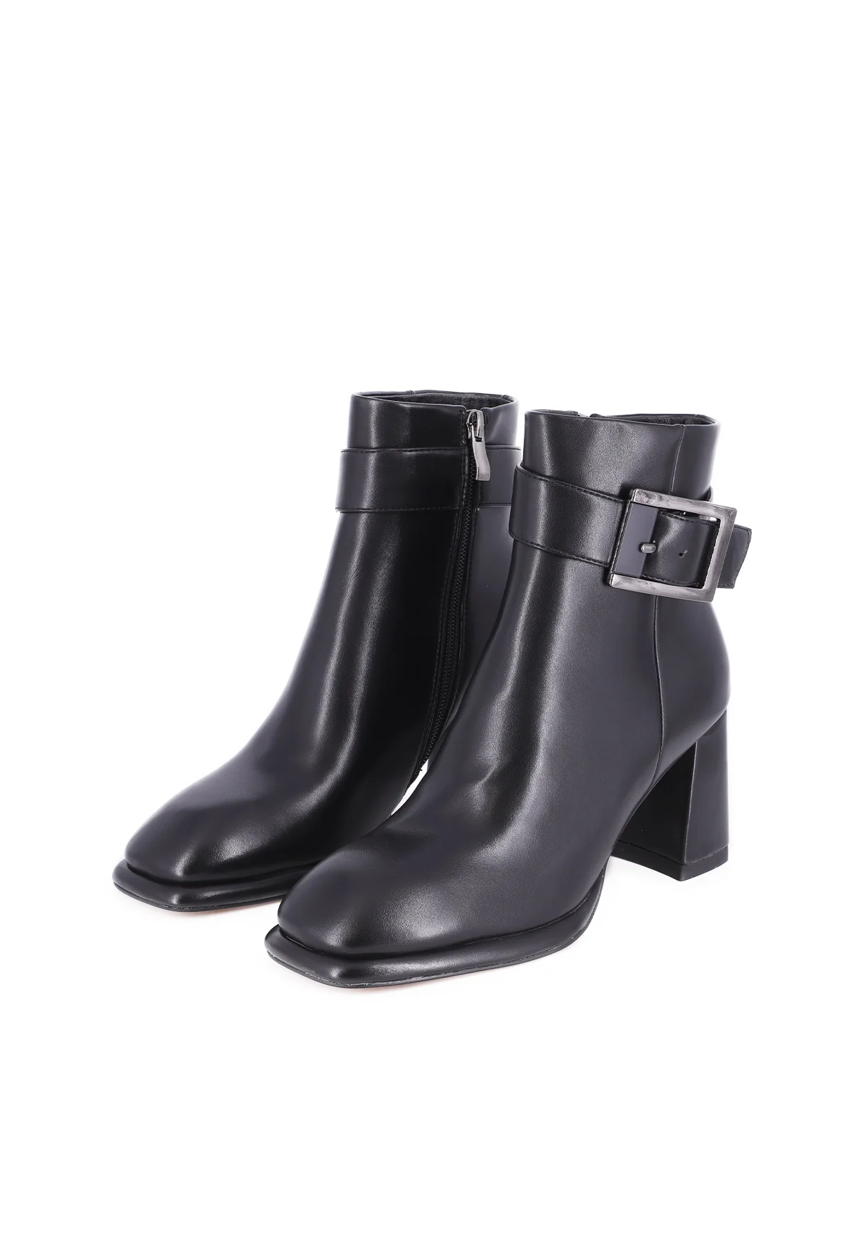Stivaletto nero con fibbia e tacco largo elegante K3258 - Image 6