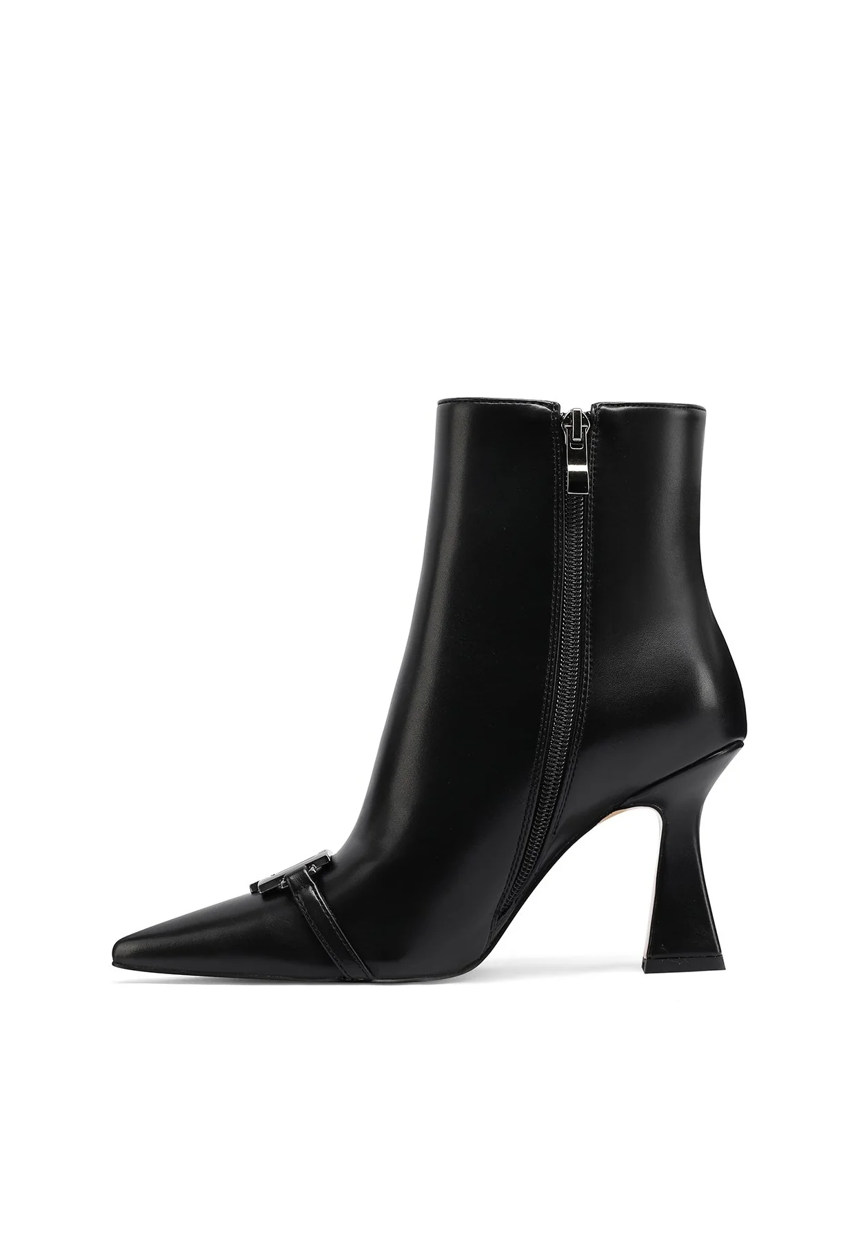 Stivaletto nero con punta metal e tacco geometrico K3277 - Image 3