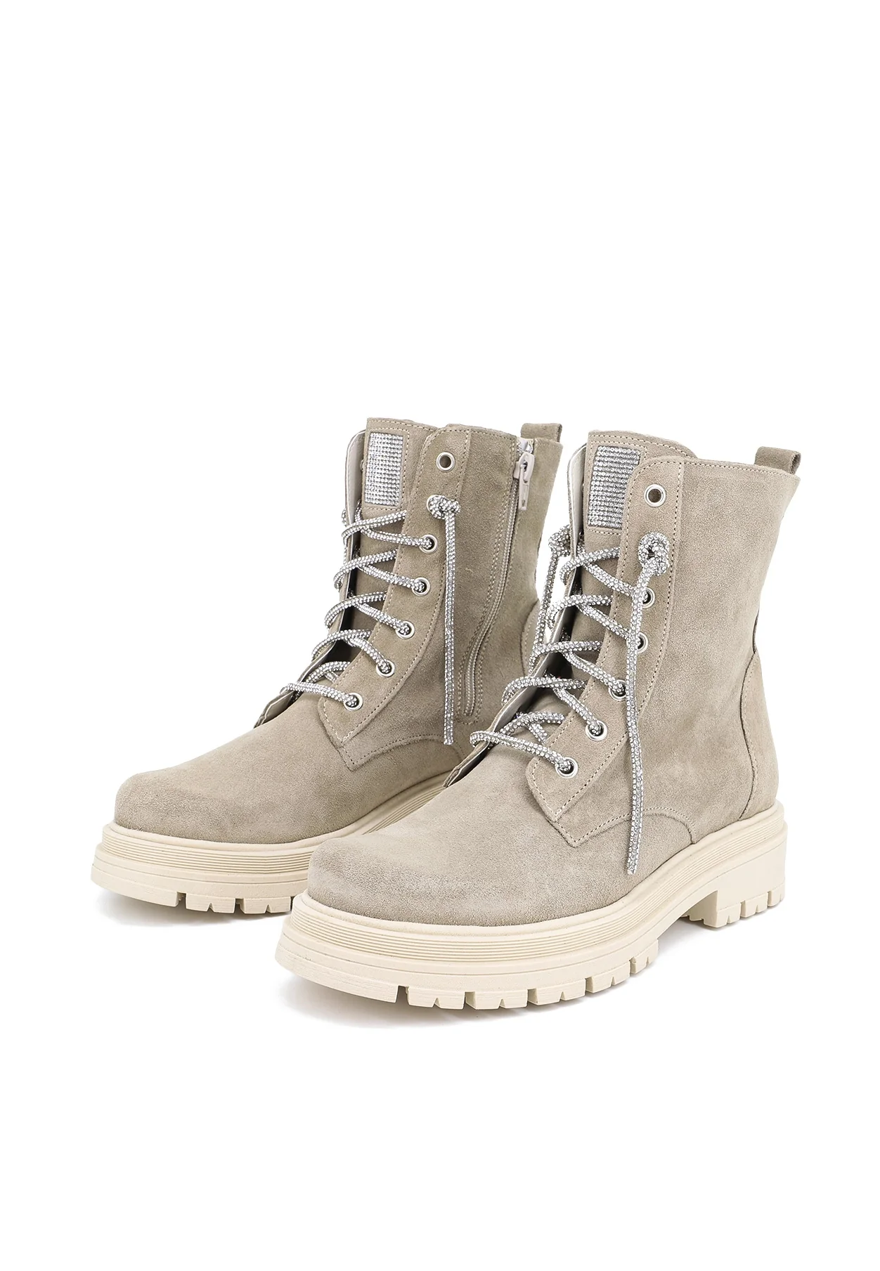 Stivaletto beige scamosciato con suola chunky – KRYSTAL - Image 4