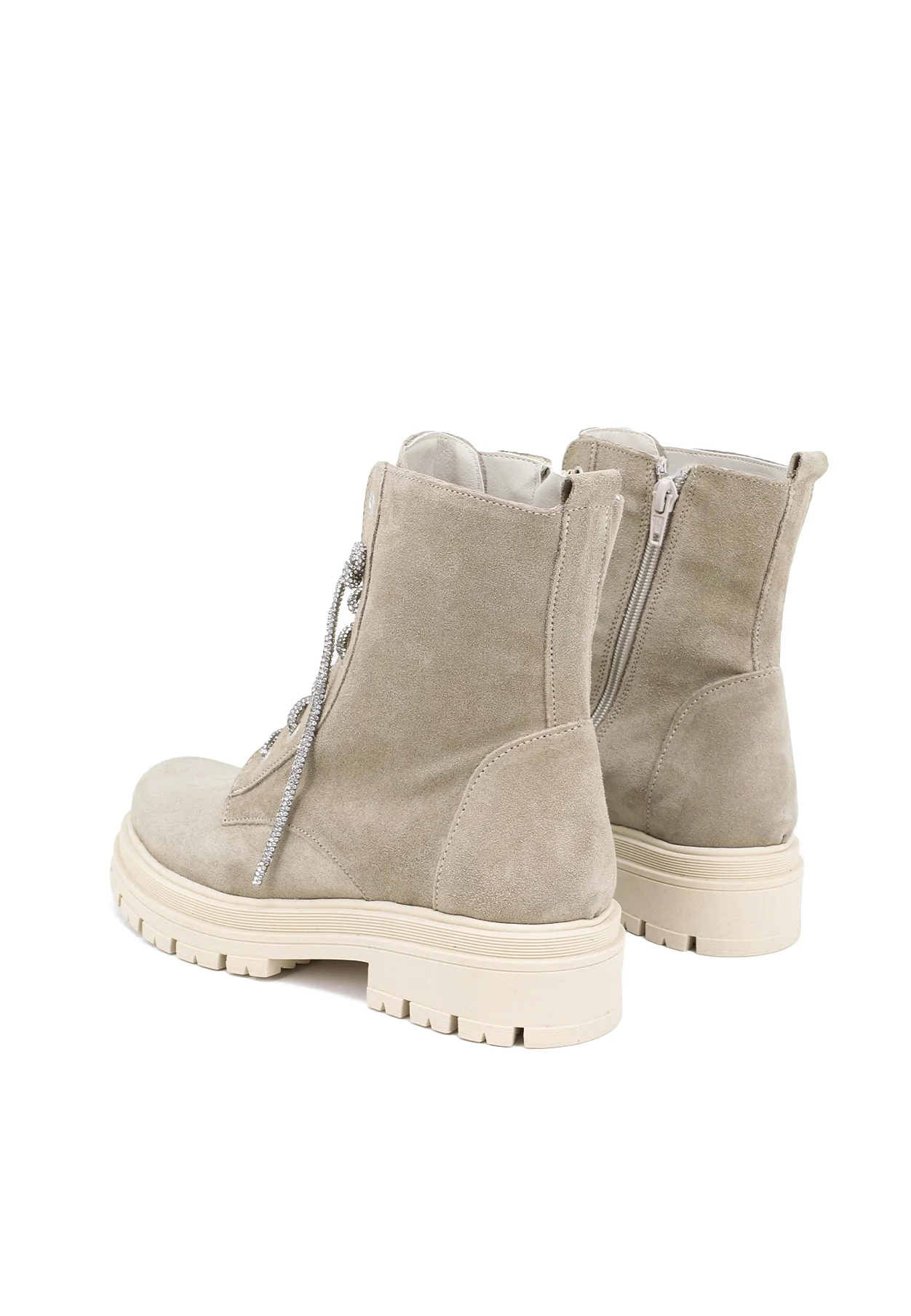 Stivaletto beige scamosciato con suola chunky – KRYSTAL - Image 5